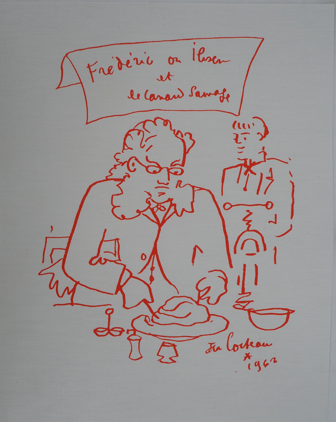 Jean COCTEAU : Gourmandise, le goinfre solitaire, Lithographie originale signée