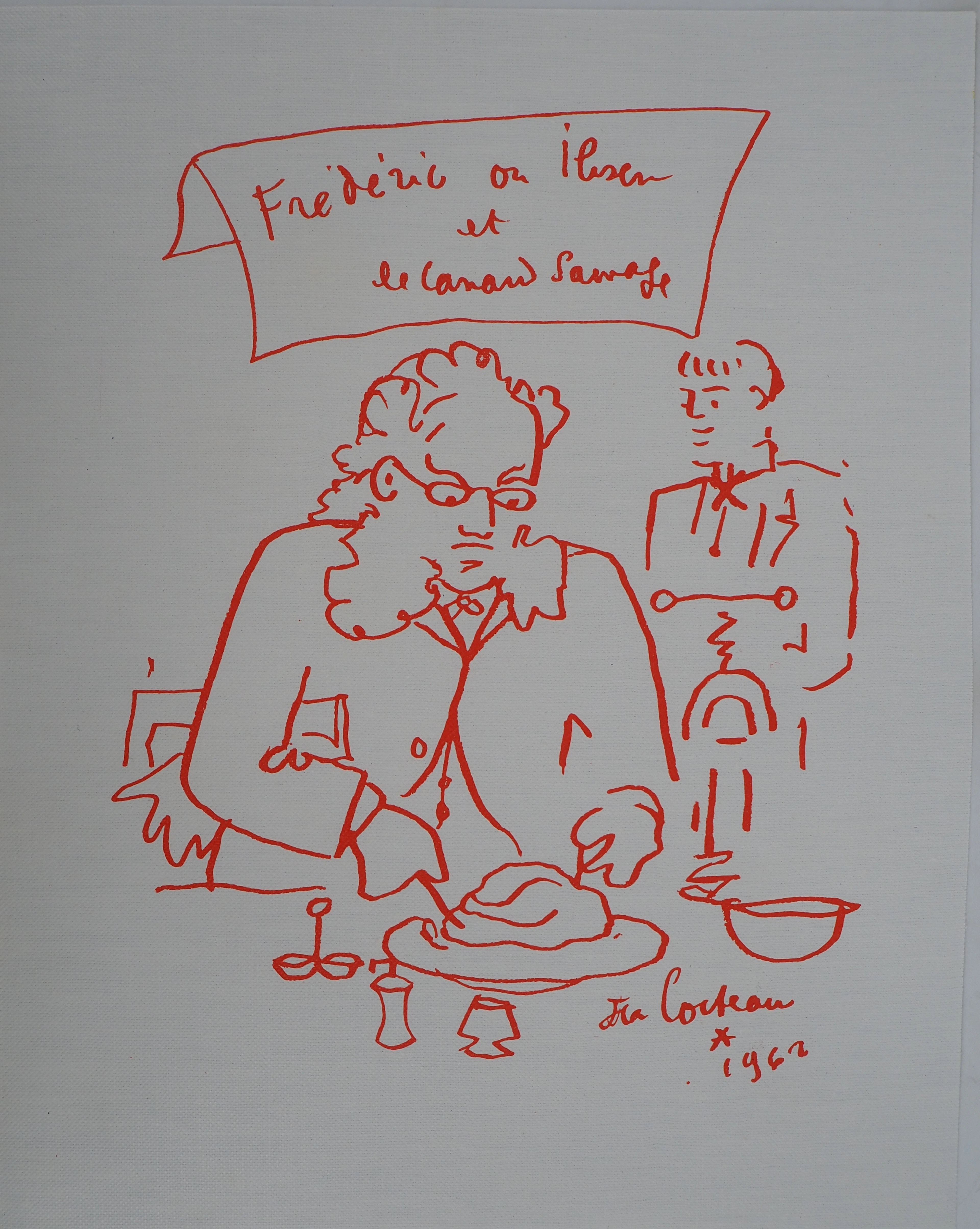 Jean COCTEAU : Gourmandise, le goinfre solitaire, Lithographie originale signée