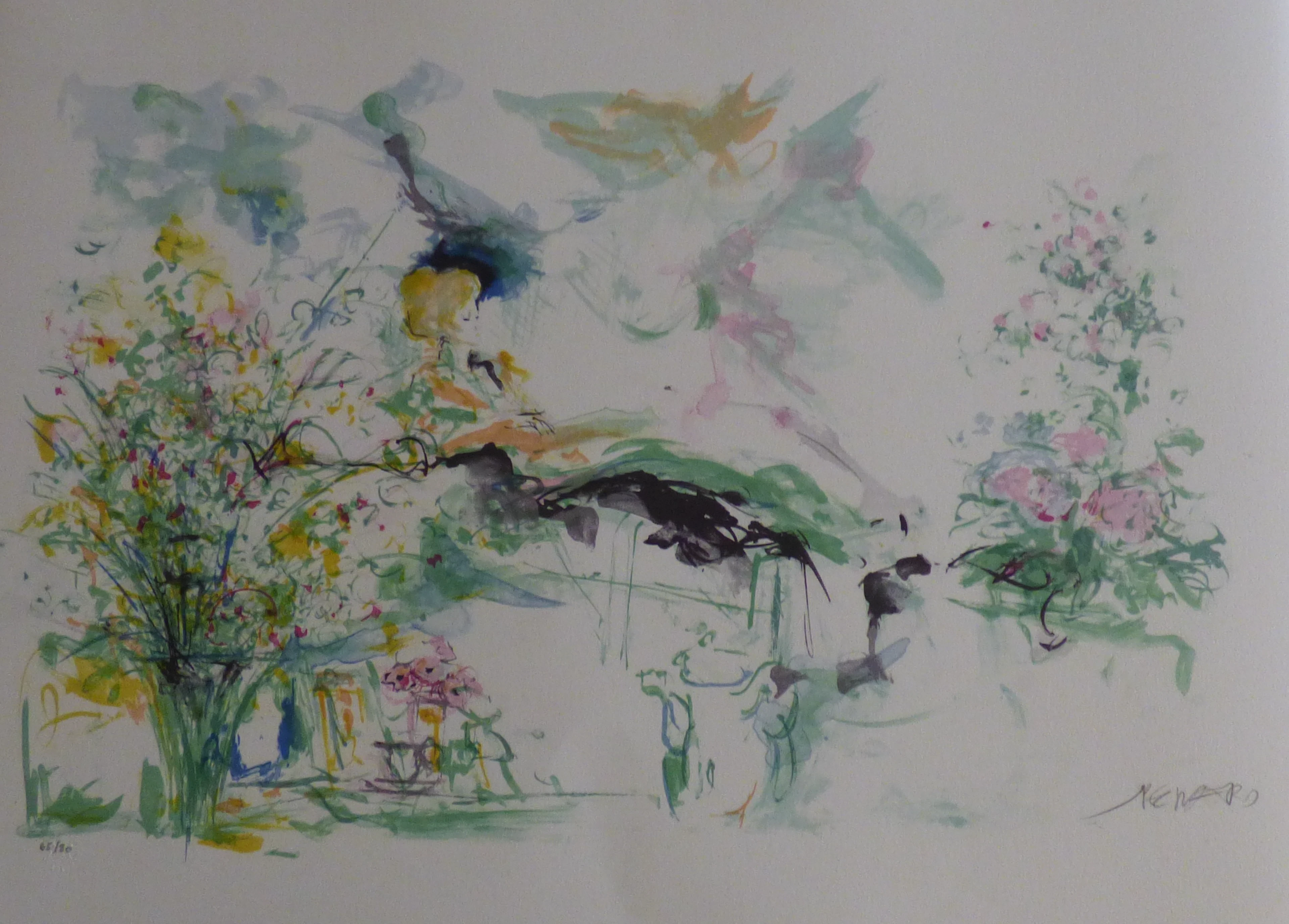 Jacques PECNARD - Dans le jardin à la Belle Epoque, 1980 - Lithographie
