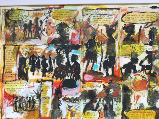 Nicolas d’OLCE - Congo, vers 1990 - Double face.Gouache sur fond de BD signėe