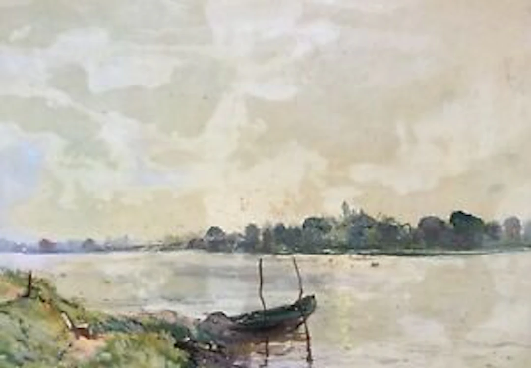 Ernest HOORICKX - Les bords de l’Escaut, vers 1890 - Huile sur papier signée