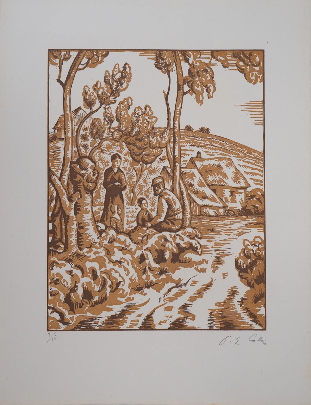 Paul-Emile COLIN : La paix - Bois gravé original signé, 1929