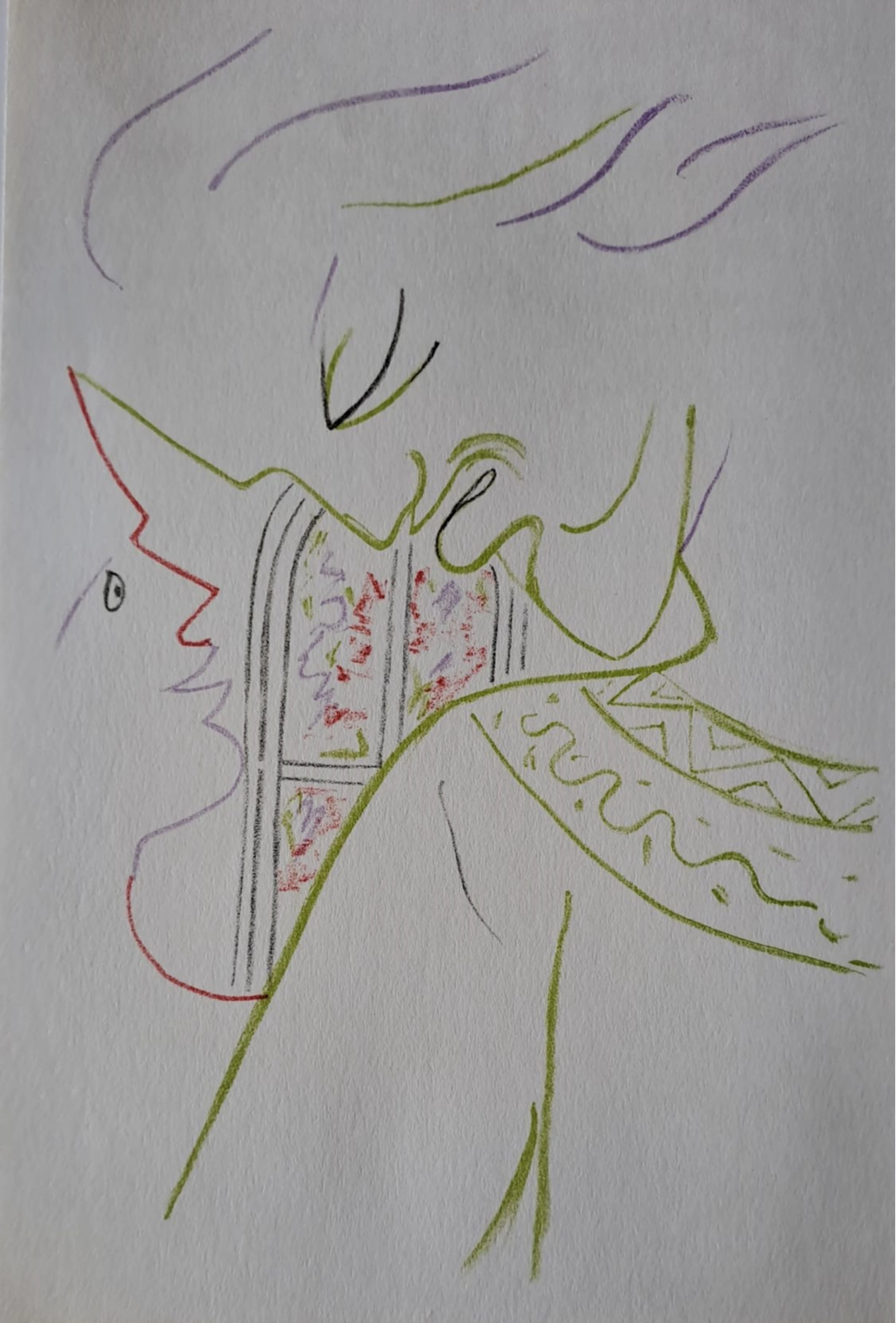 Jean Cocteau - L’homme en colère - Lithographie originale en couleur