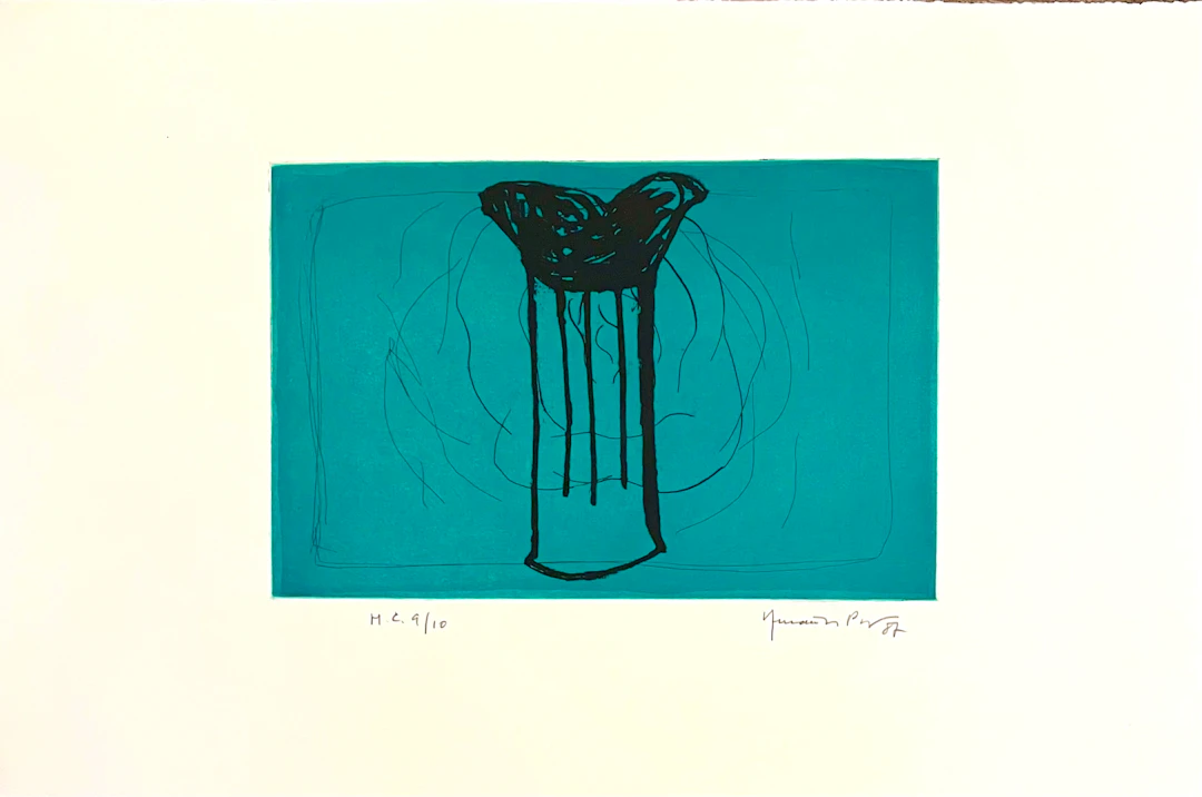 Joan Hernandez - Pijuan, Gerro Sobre Verd, 1987 - Aquatinte signée au crayon