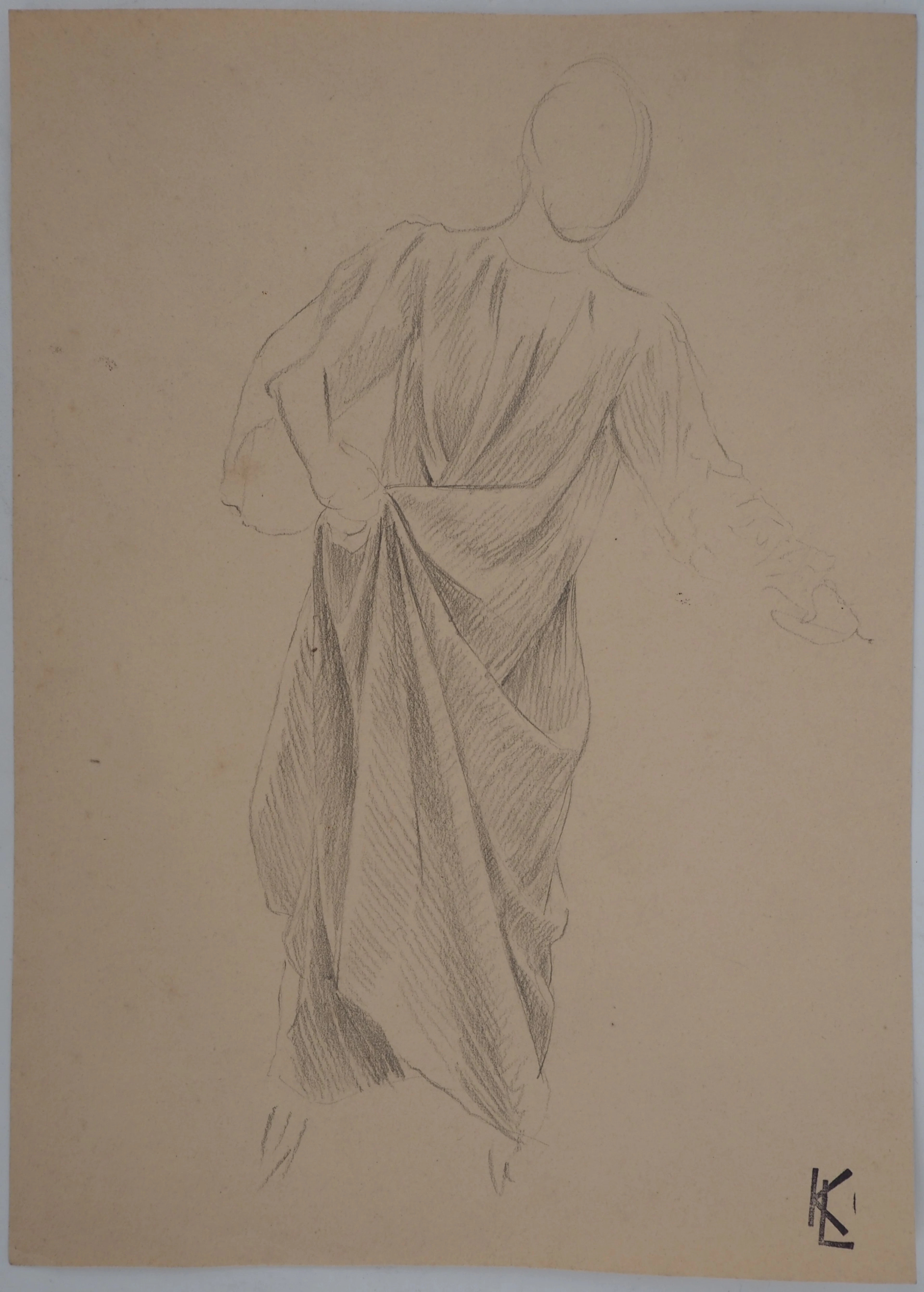 Léopold Franz KOWALSKI: Drapé masculin, dessin original