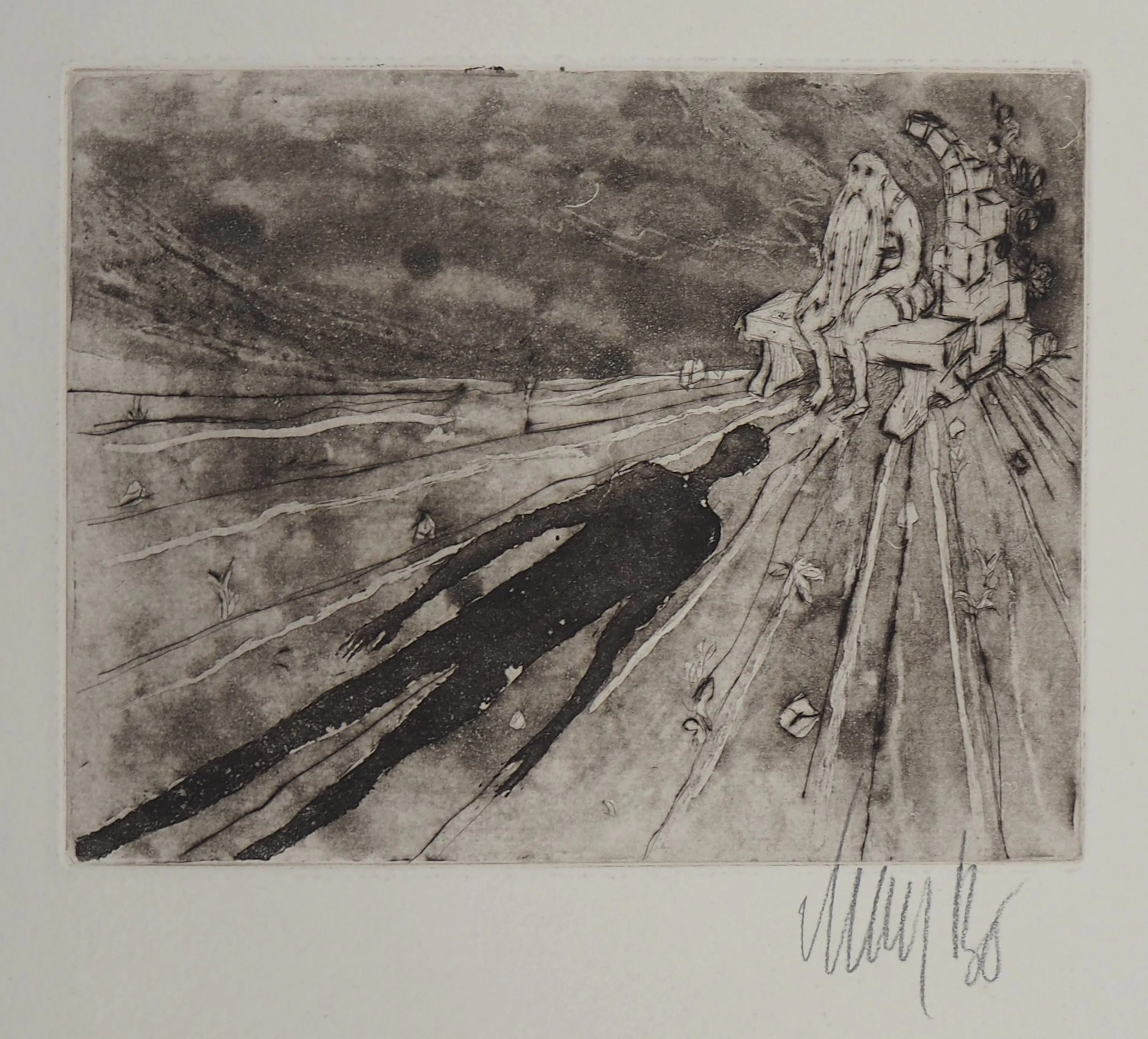 Lars BO : En attente - Gravure originale signée au crayon