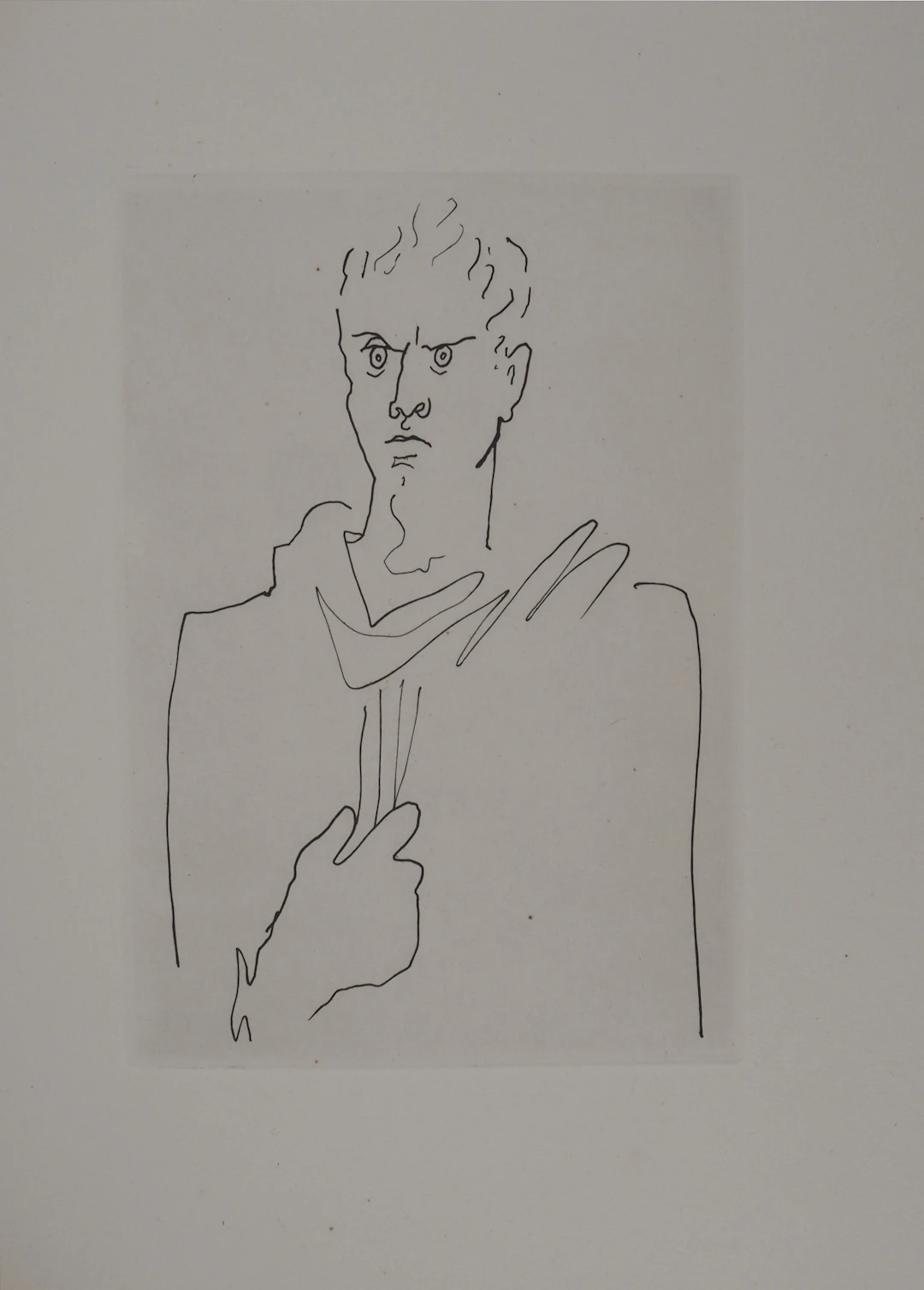 Jean COCTEAU : Le bal du comte d'Orgel, L'homme en colère, gravure originale