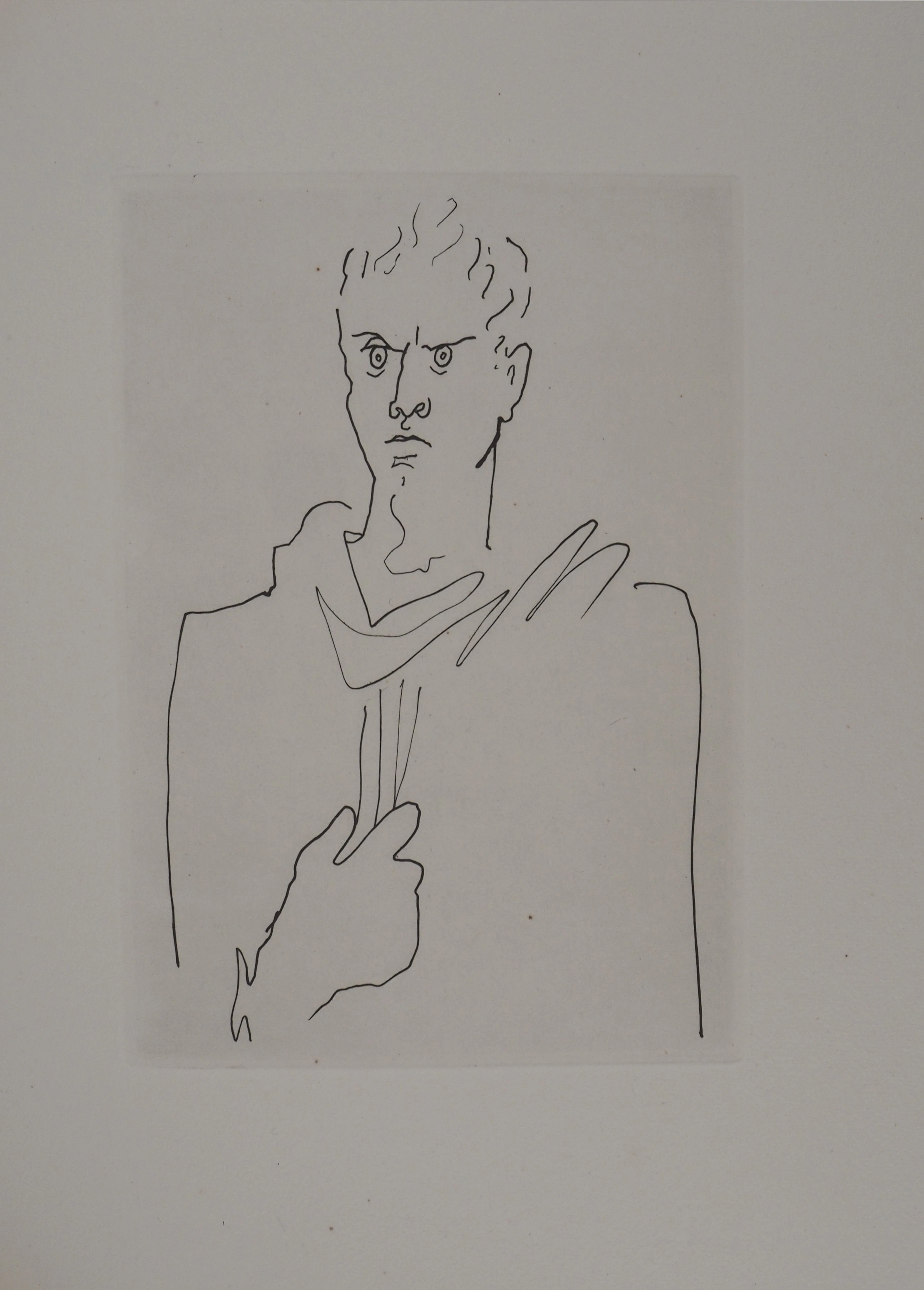 Jean COCTEAU : Le bal du comte d'Orgel, L'homme en colère, gravure originale