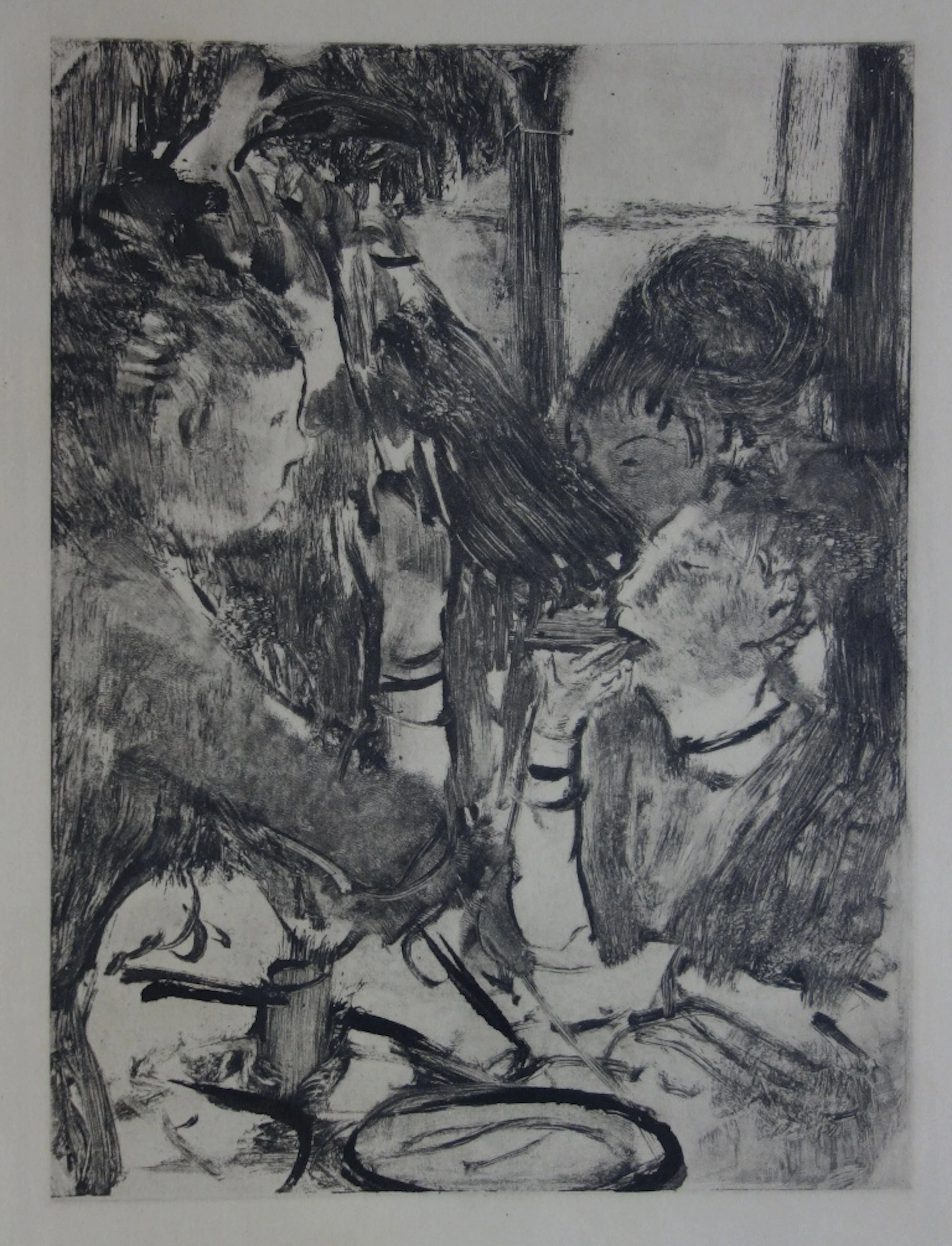 Edgar DEGAS : Filles partageant un repas - Gravure originale, 1935