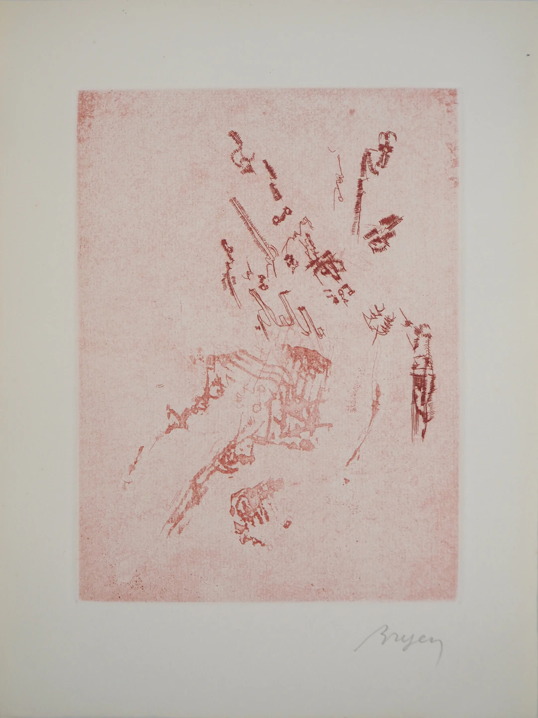 Camille BRYEN - Réflexion en rouge, 1956 - Gravure originale signée