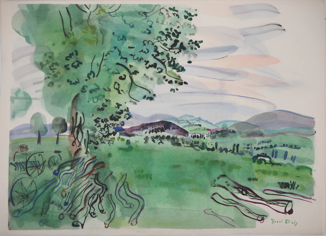 Raoul DUFY (d’après) : Vue de l’arbre sur les plaines - Lithographie signée