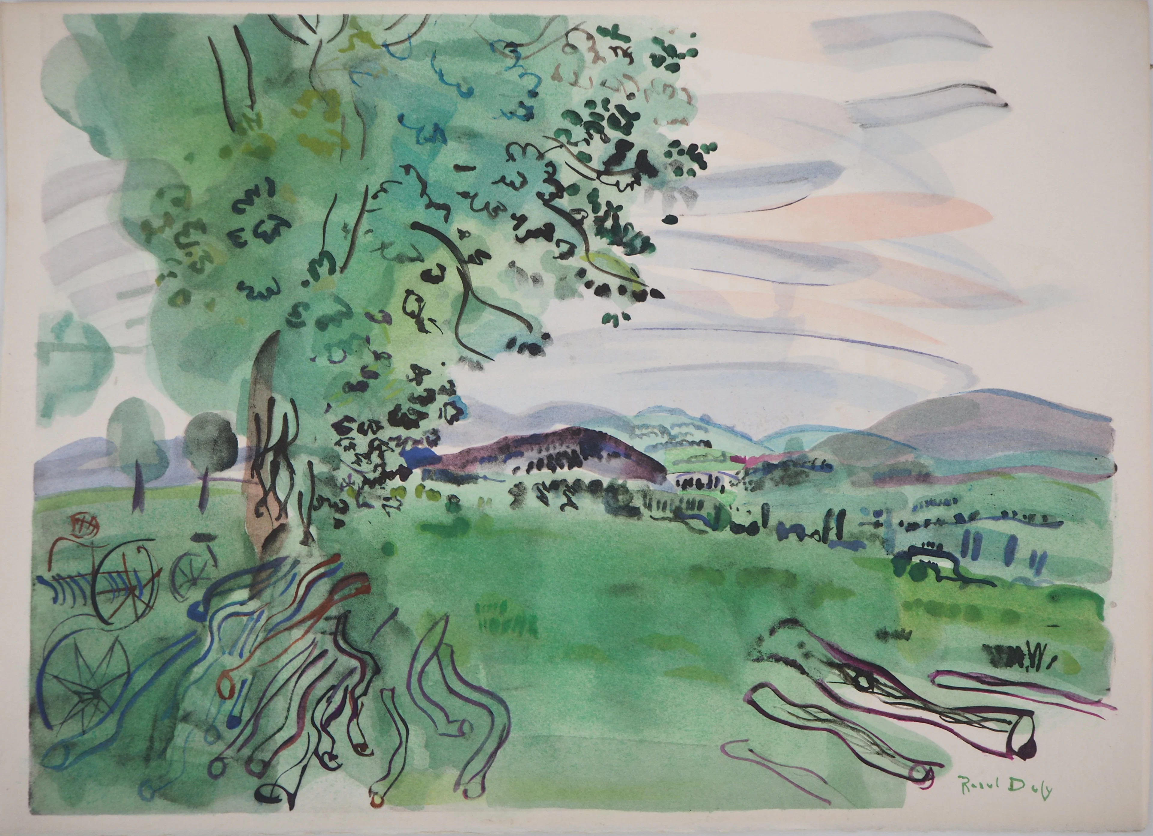 Raoul DUFY (d’après) : Vue de l’arbre sur les plaines - Lithographie signée