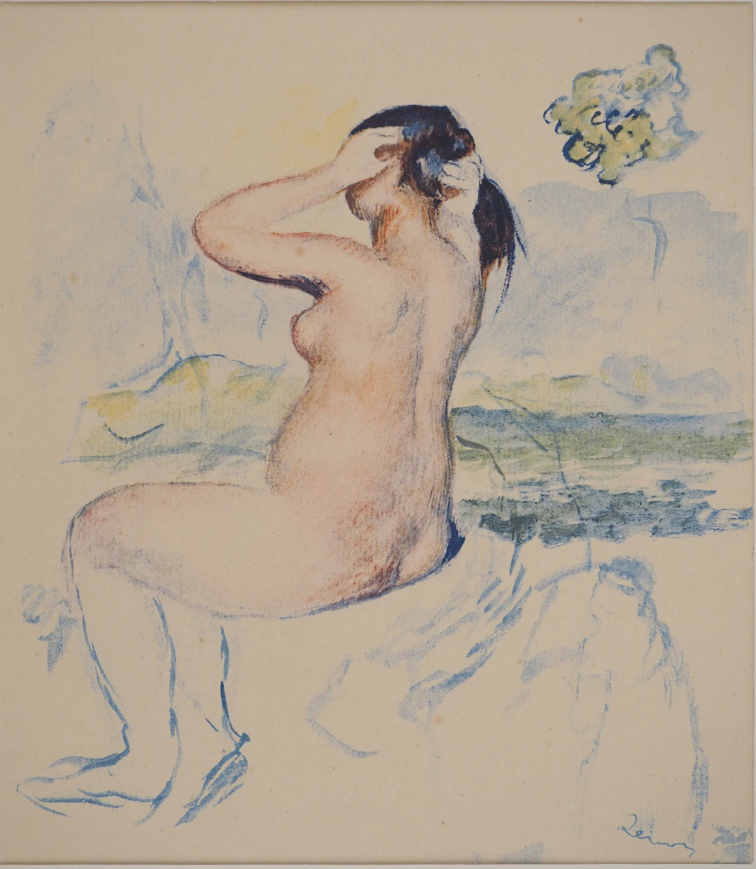 Pierre-Auguste RENOIR : Nu au rocher, Lithographie signée