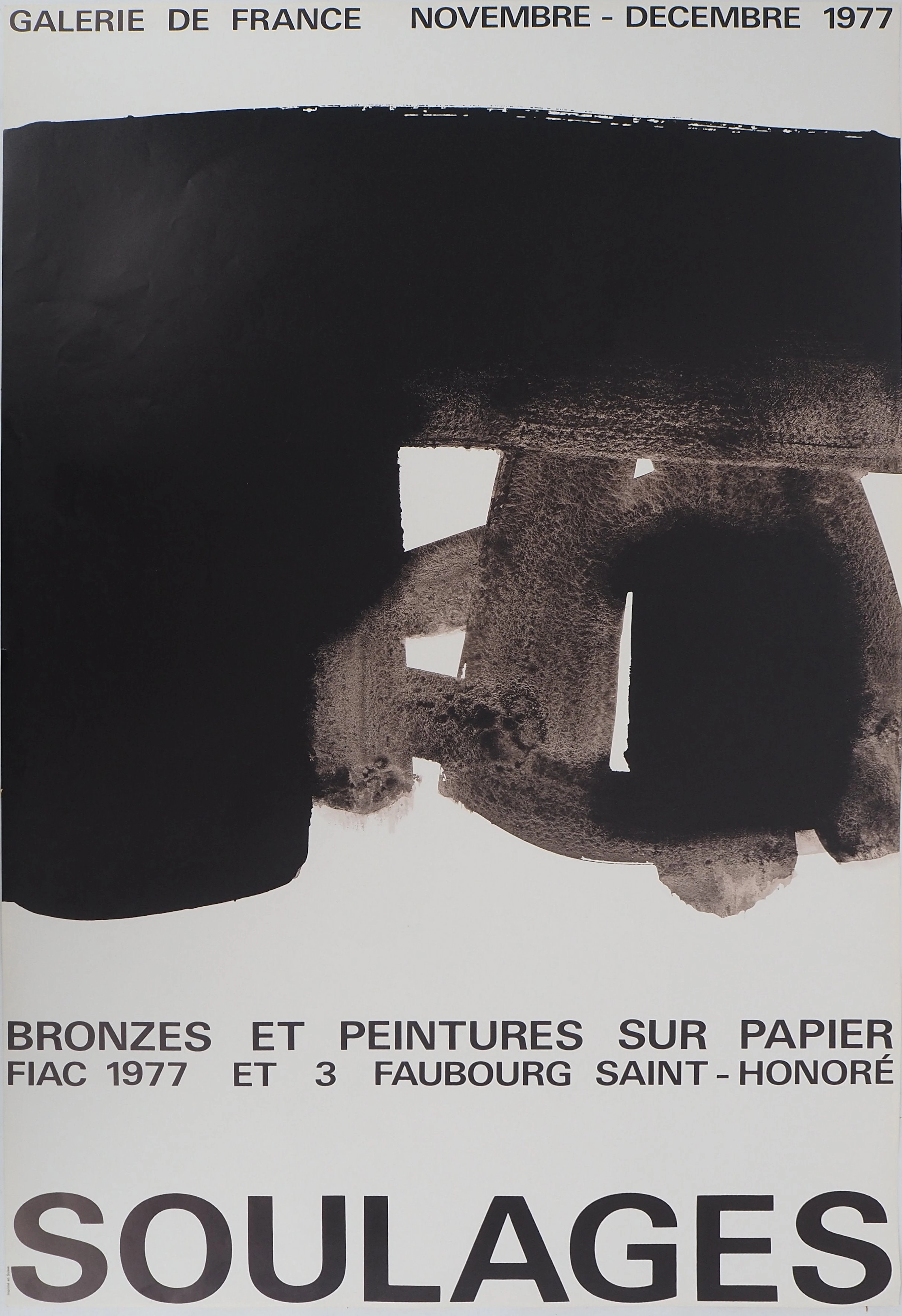 Pierre SOULAGES : Bronzes et peintures FIAC 77, Affiche originale d’époque