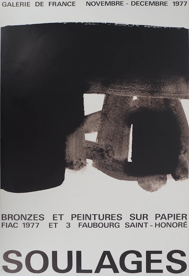 Pierre SOULAGES : Bronzes et peintures FIAC 77, Affiche originale d’époque