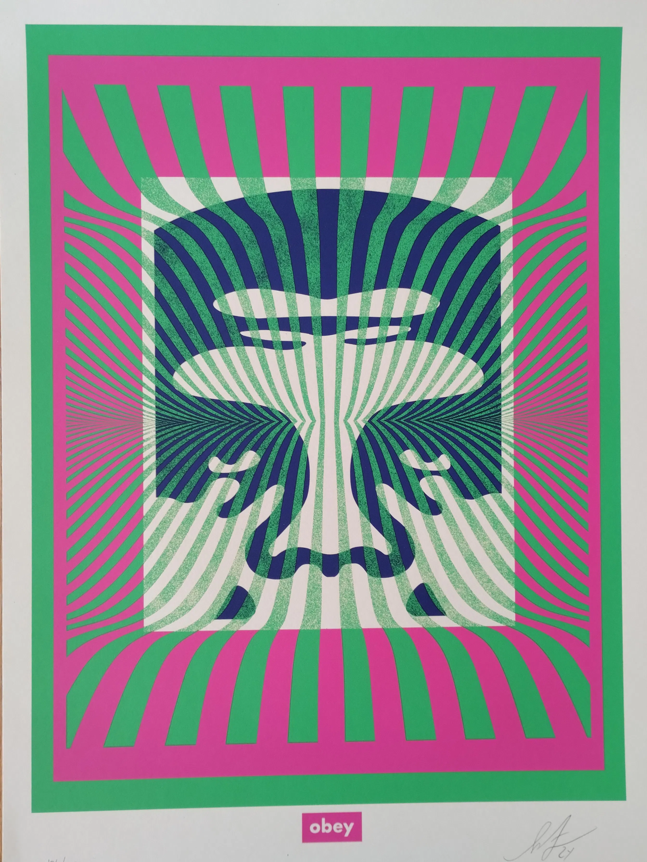 Shepard FAIREY (Obey) - Op-Art Icon (Green) - Sérigraphie signée