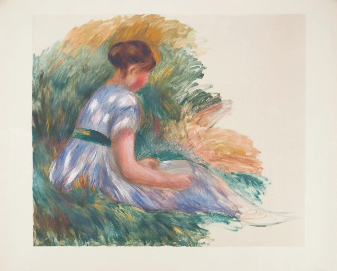 Pierre-Auguste RENOIR : Jeune femme assise dans l'herbe, Lithographie