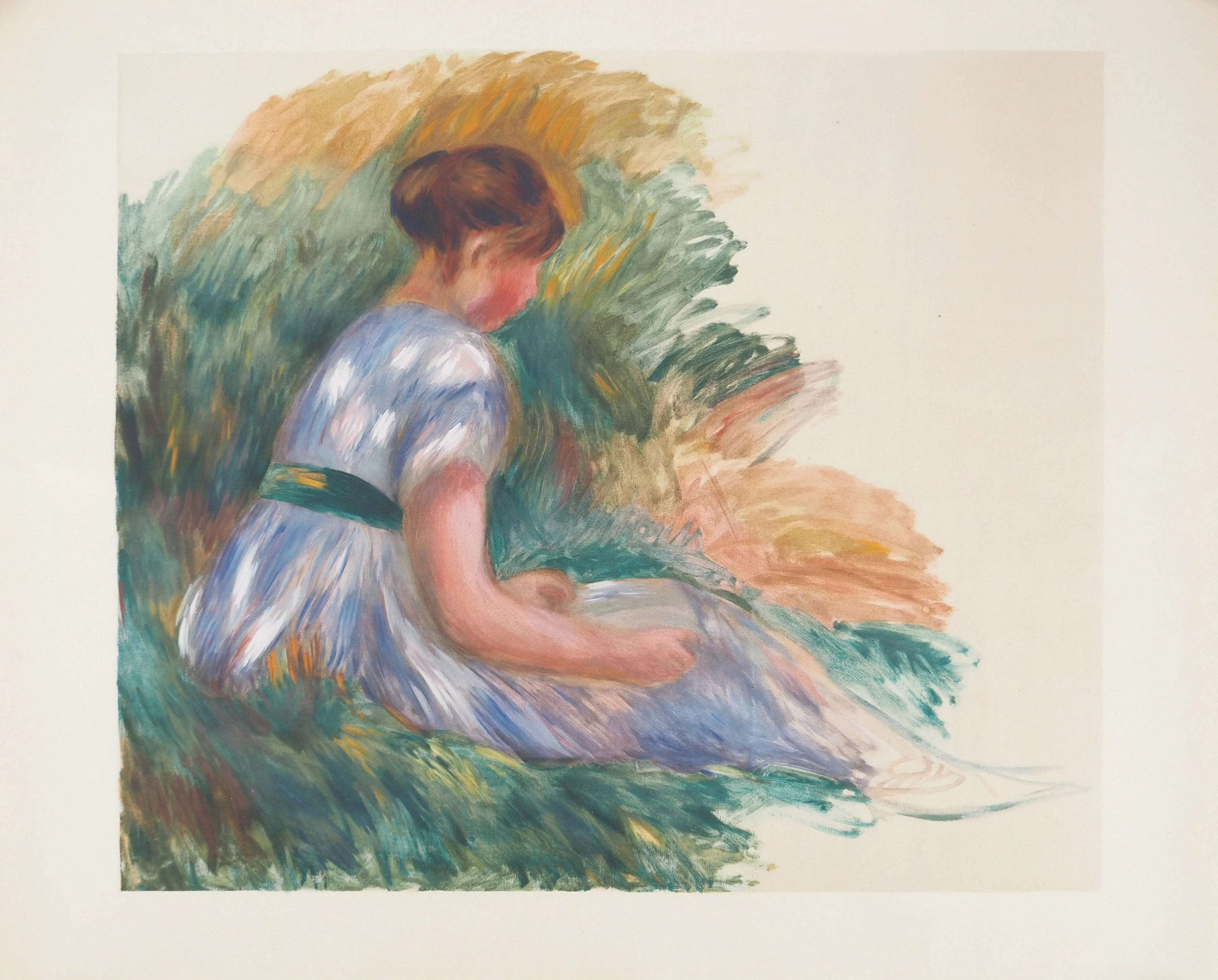 Pierre-Auguste RENOIR : Jeune femme assise dans l'herbe, Lithographie