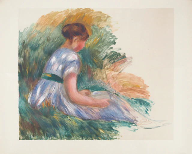 Pierre-Auguste RENOIR : Jeune femme assise dans l'herbe, Lithographie
