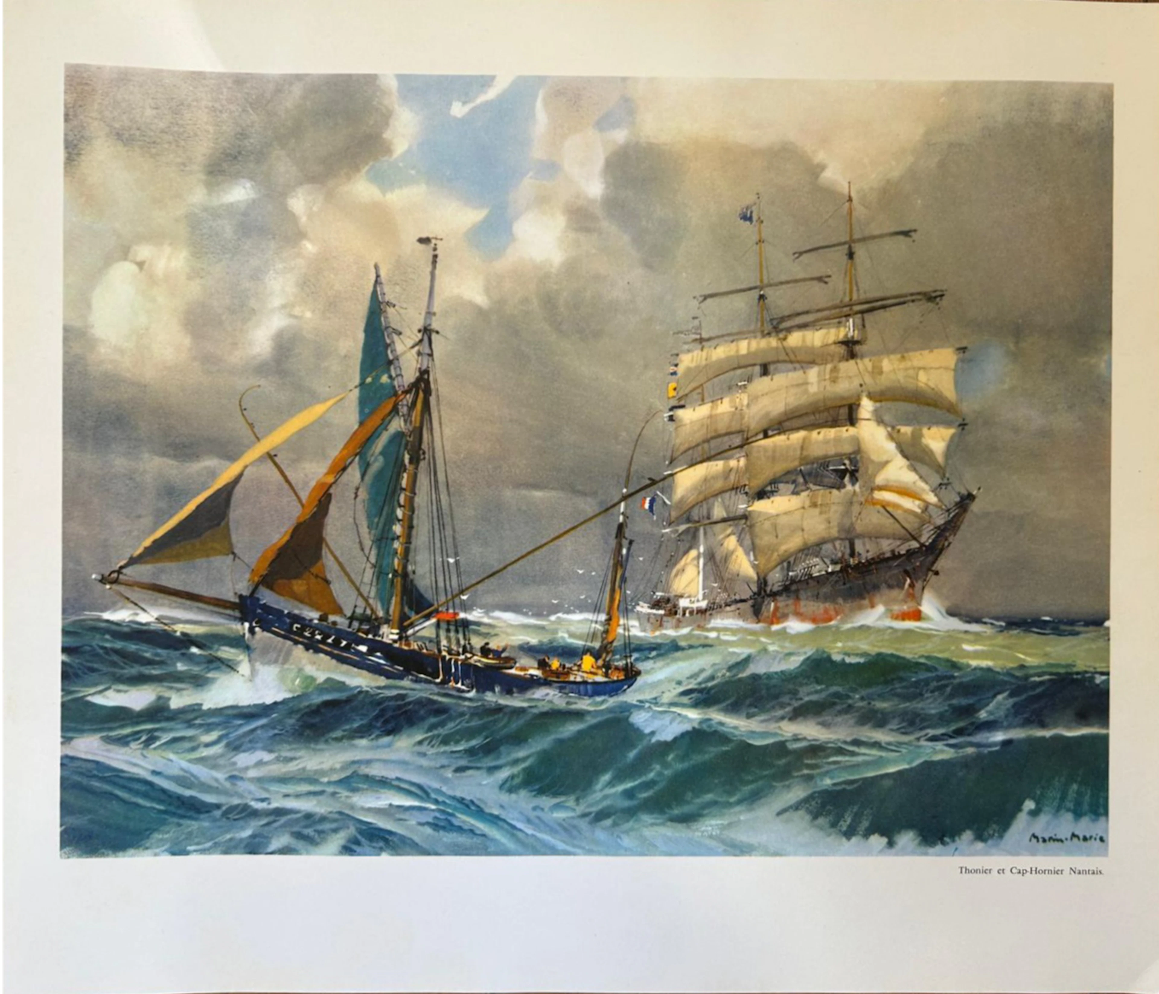 Marin Marie - Thonier et Cap Hornier Nantais - Lithographie signée