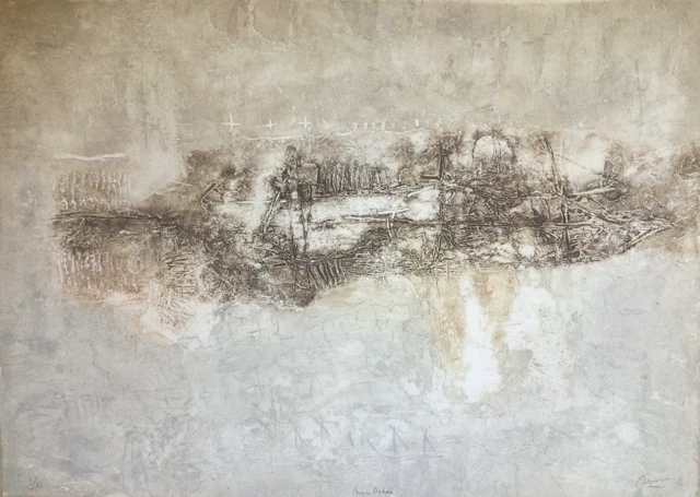 Pierre Marie BRISSON - Composition, vers 1980 - Gravure au carborundum signé
