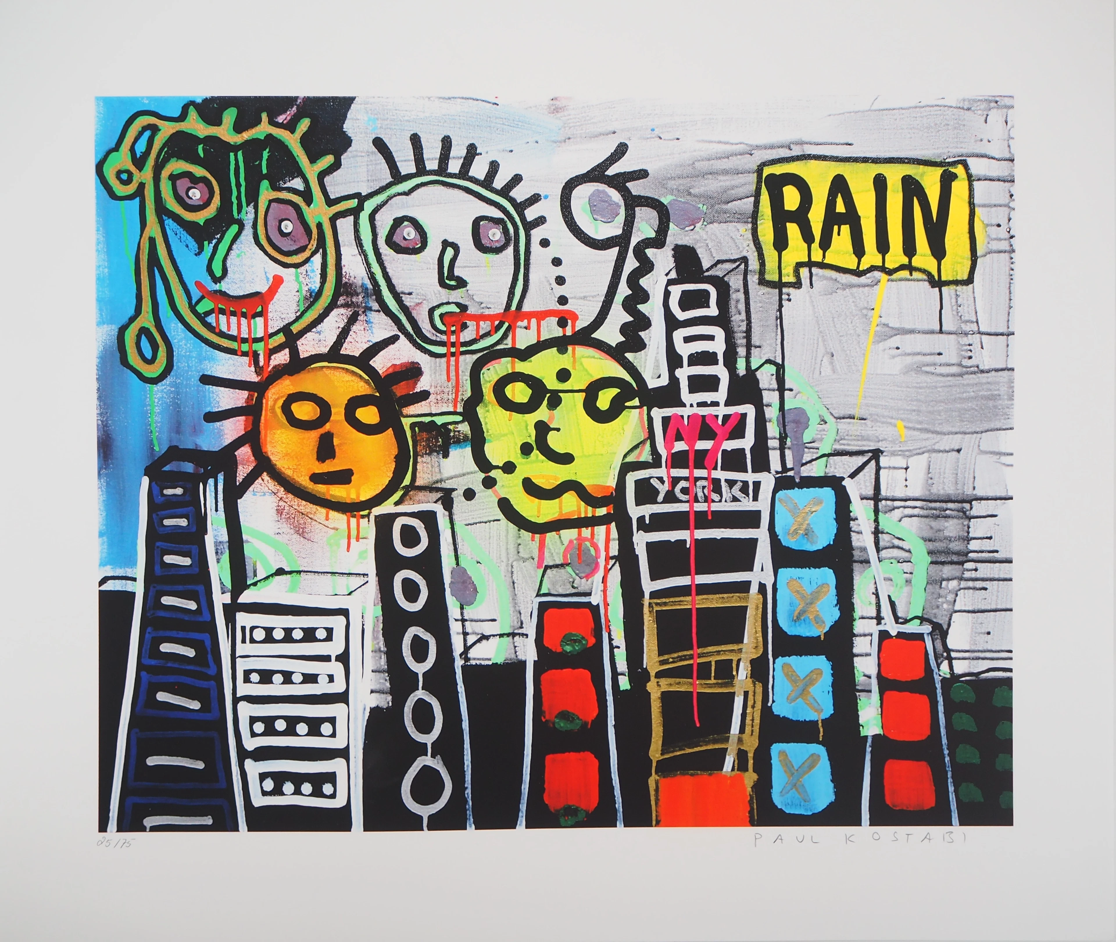 Paul KOSTABI : Portrait de famille à NY - Giclée originale signée