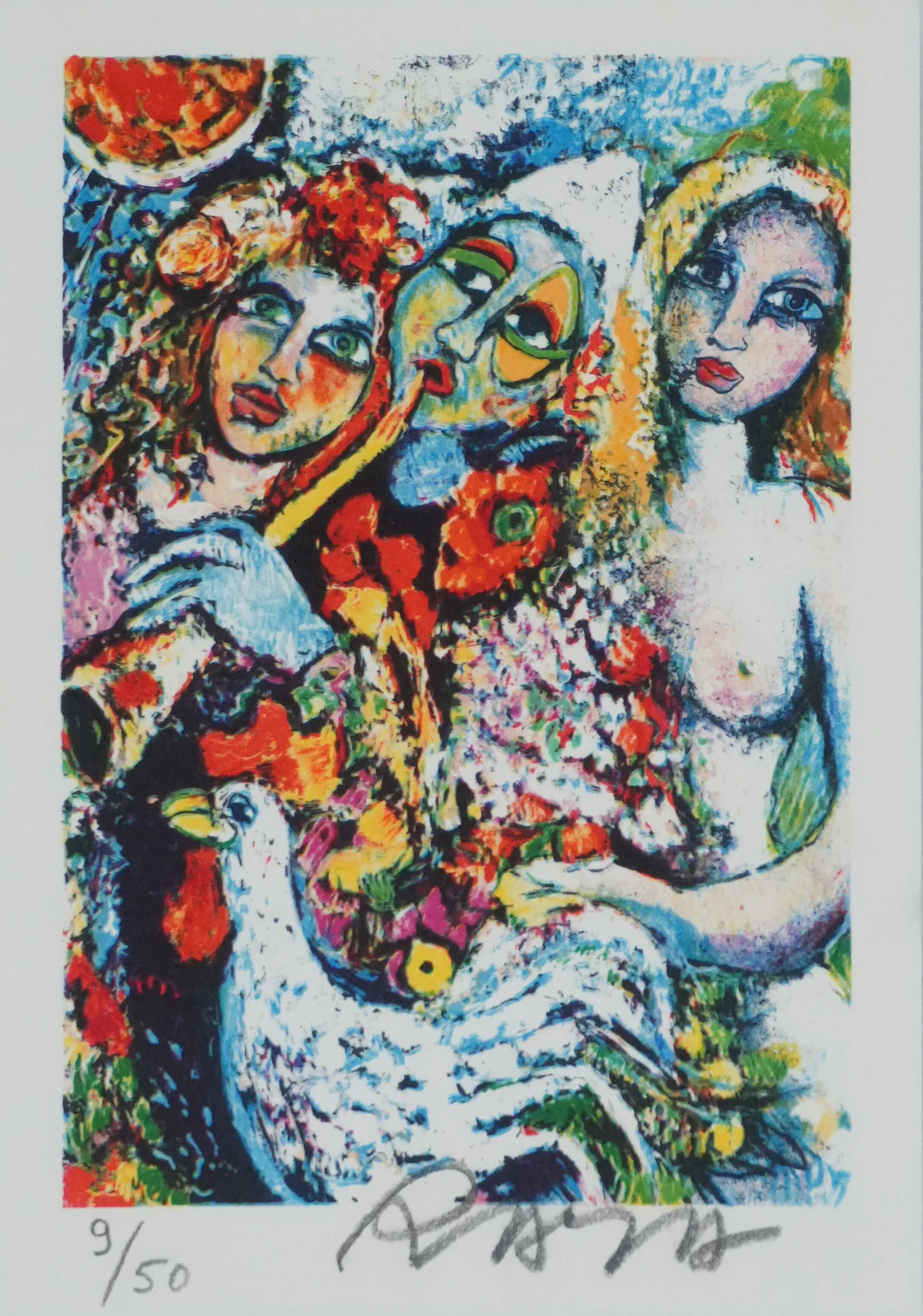 Alain RAYA SORKINE : Arlequin à la flute, Lithographie originale signée