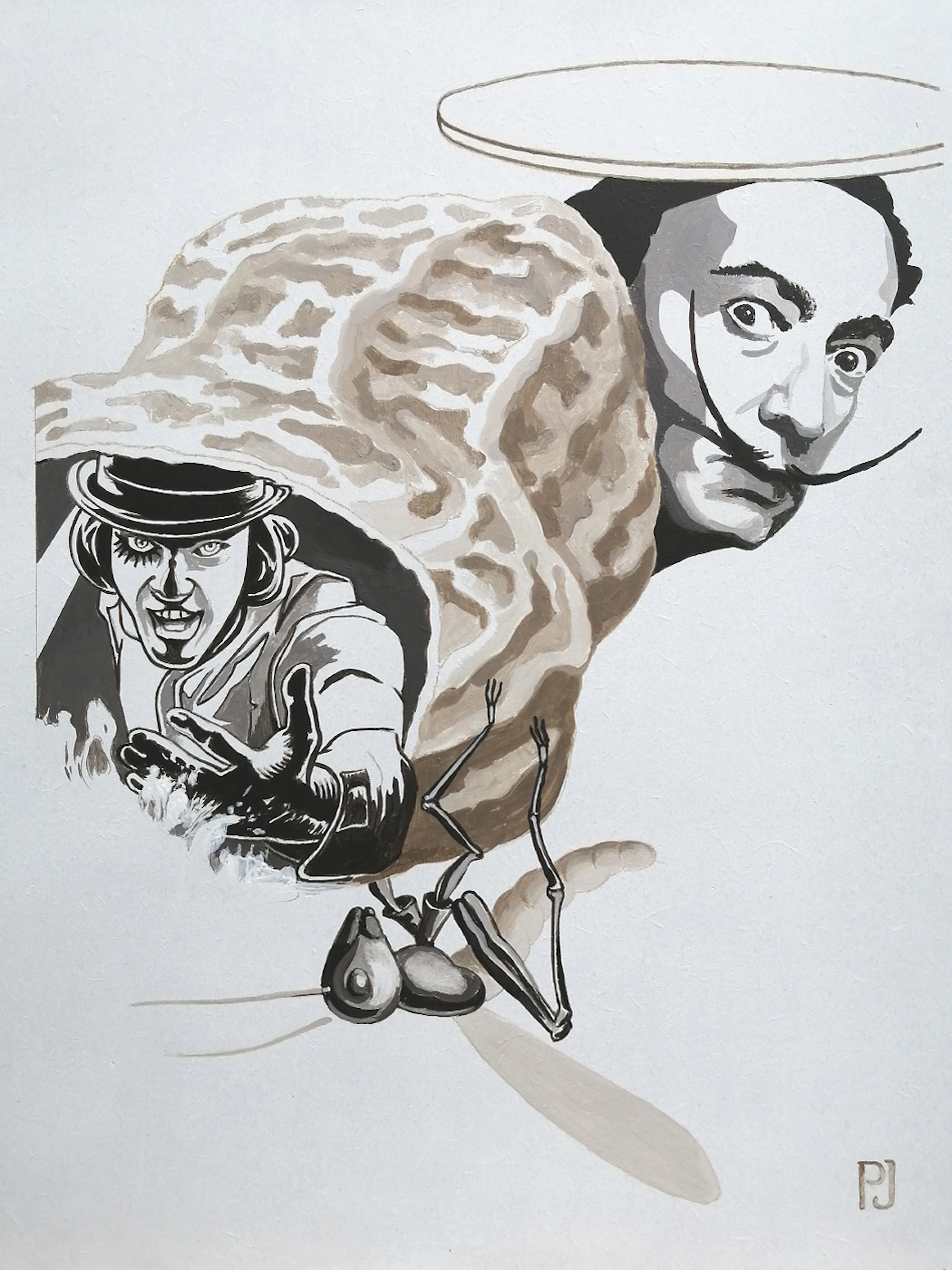 Pierre JACOB - Clockwork peanut, 2020 - Acyrlique sur bois