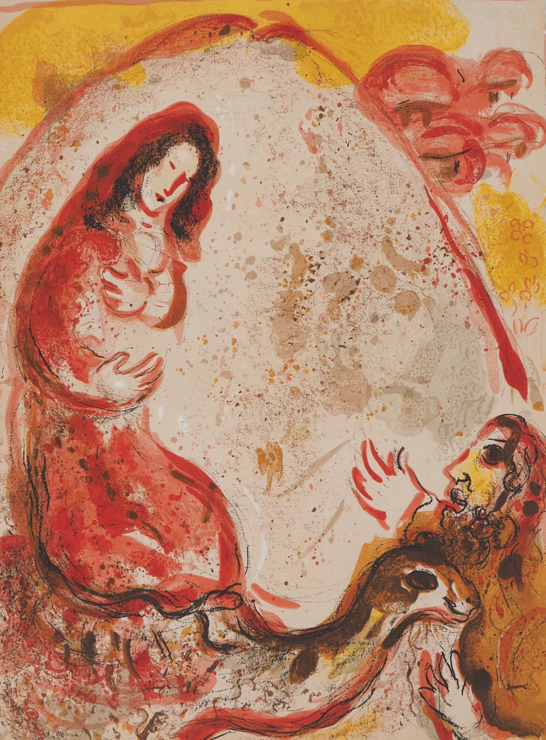 Marc CHAGALL : La Bible, Rachel et le trésor, Lithographie originale