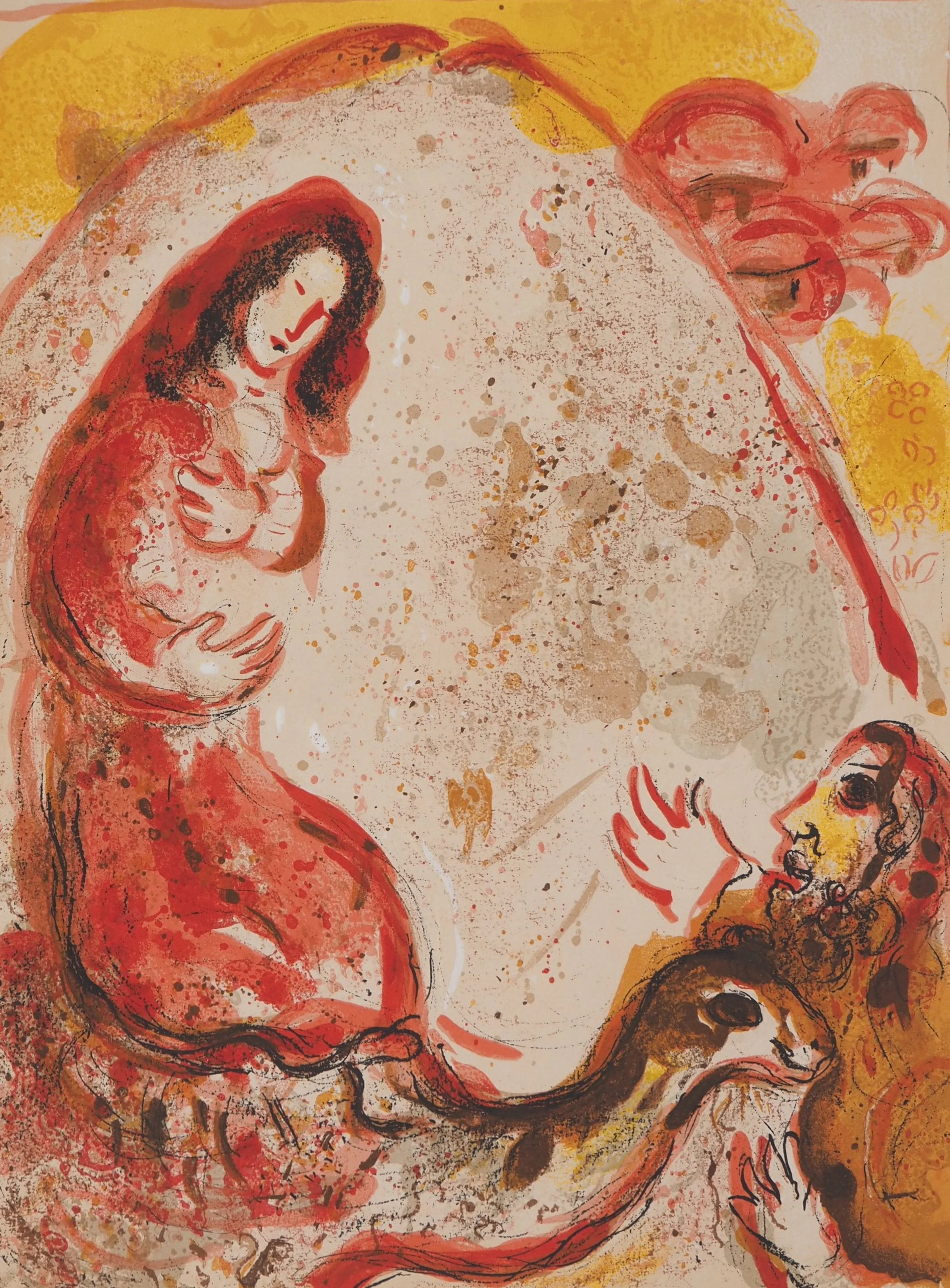 Marc CHAGALL : La Bible, Rachel et le trésor, Lithographie originale
