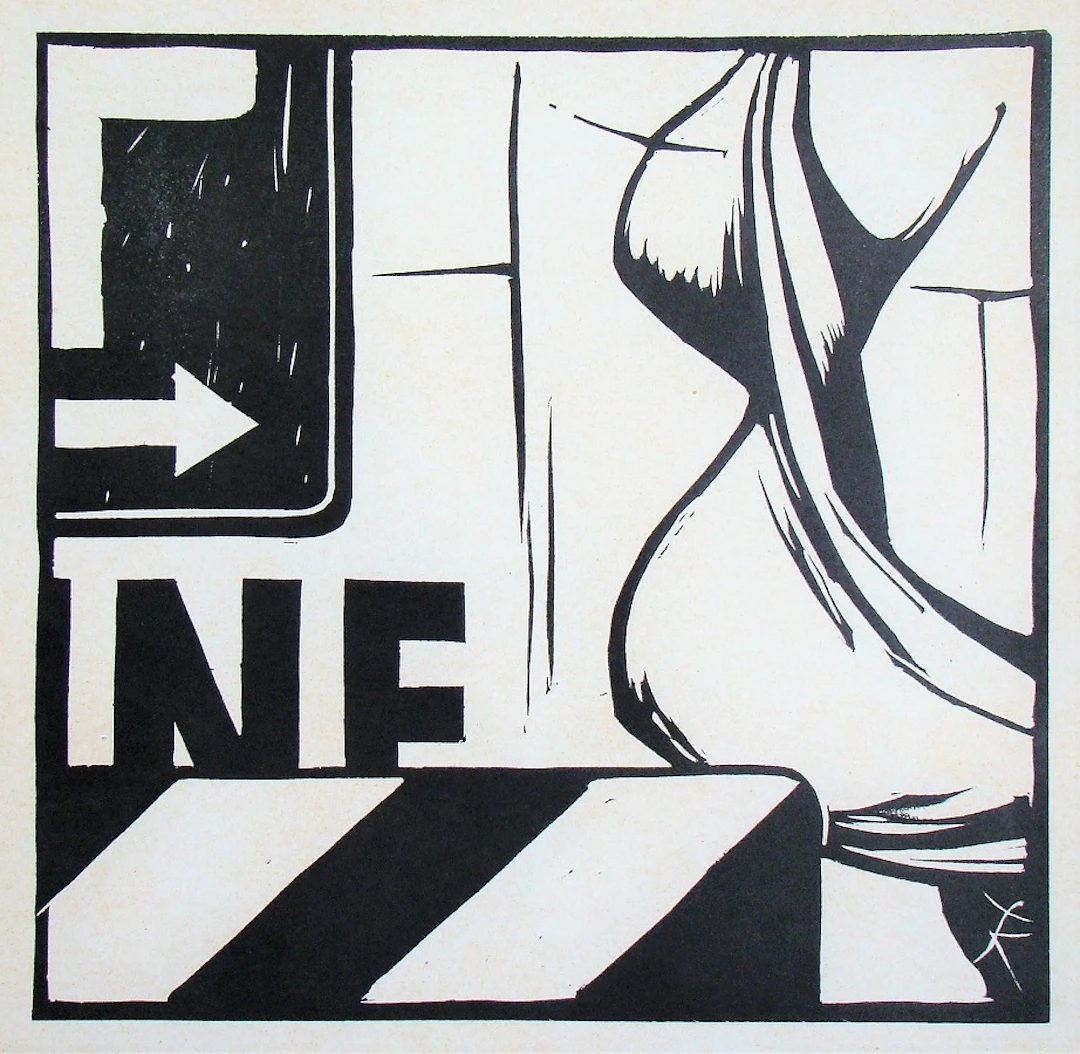 Fritz KÖTHE - Sans titre, 1966 - Gravure originale sur linoléum