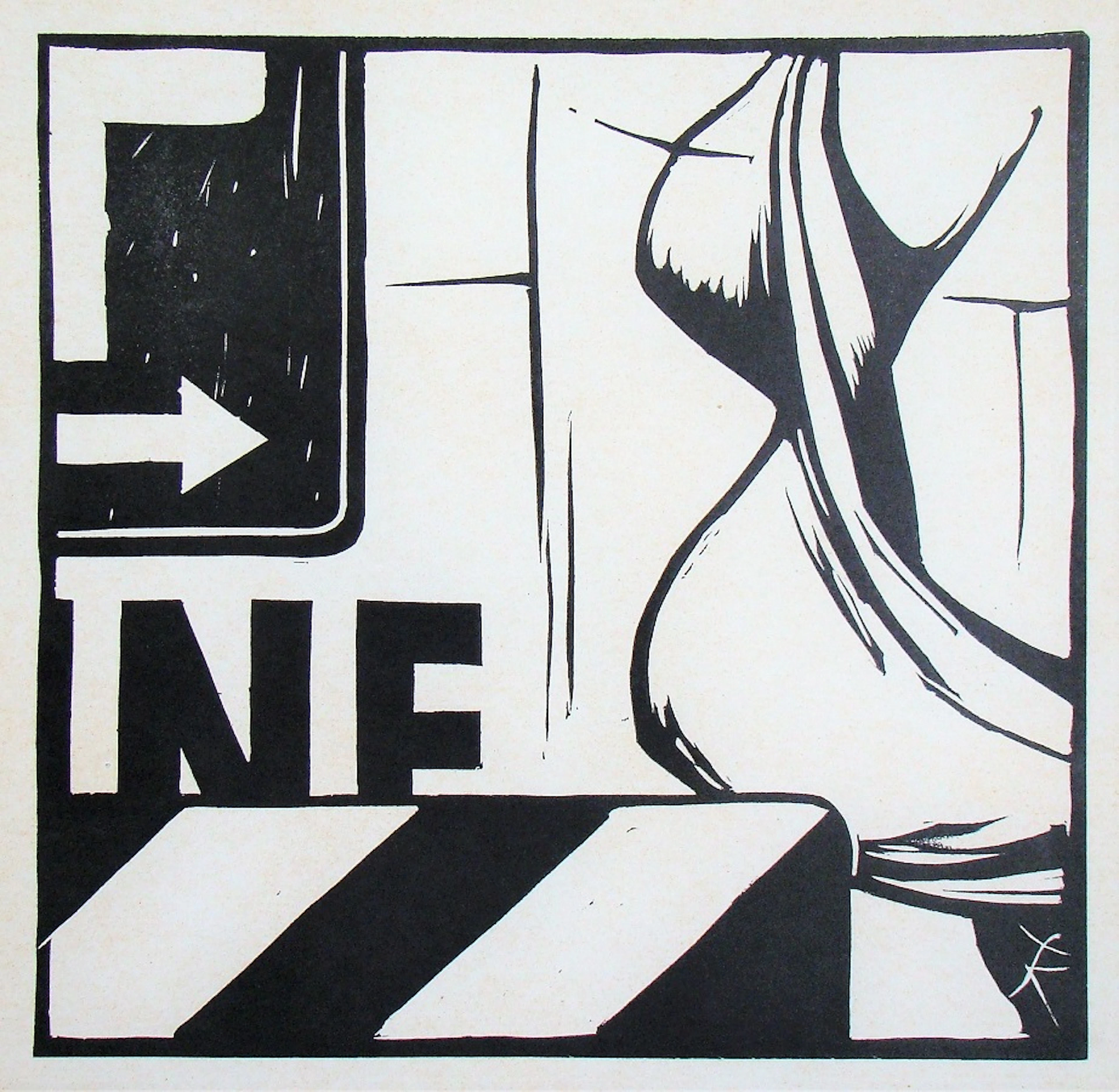 Fritz KÖTHE - Sans titre, 1966 - Gravure originale sur linoléum