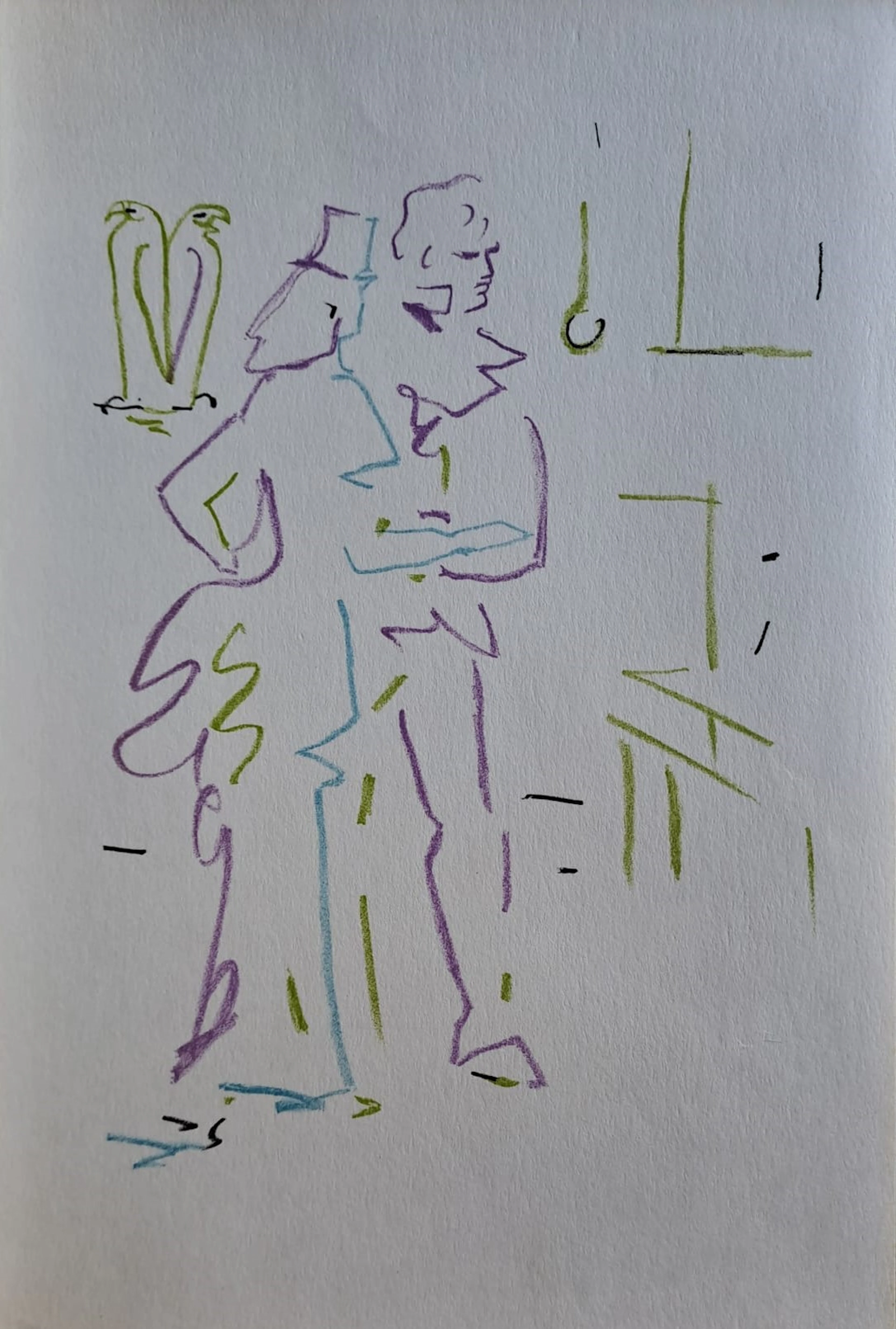 Jean Cocteau - Le couple élégant - Lithographie originale en couleur