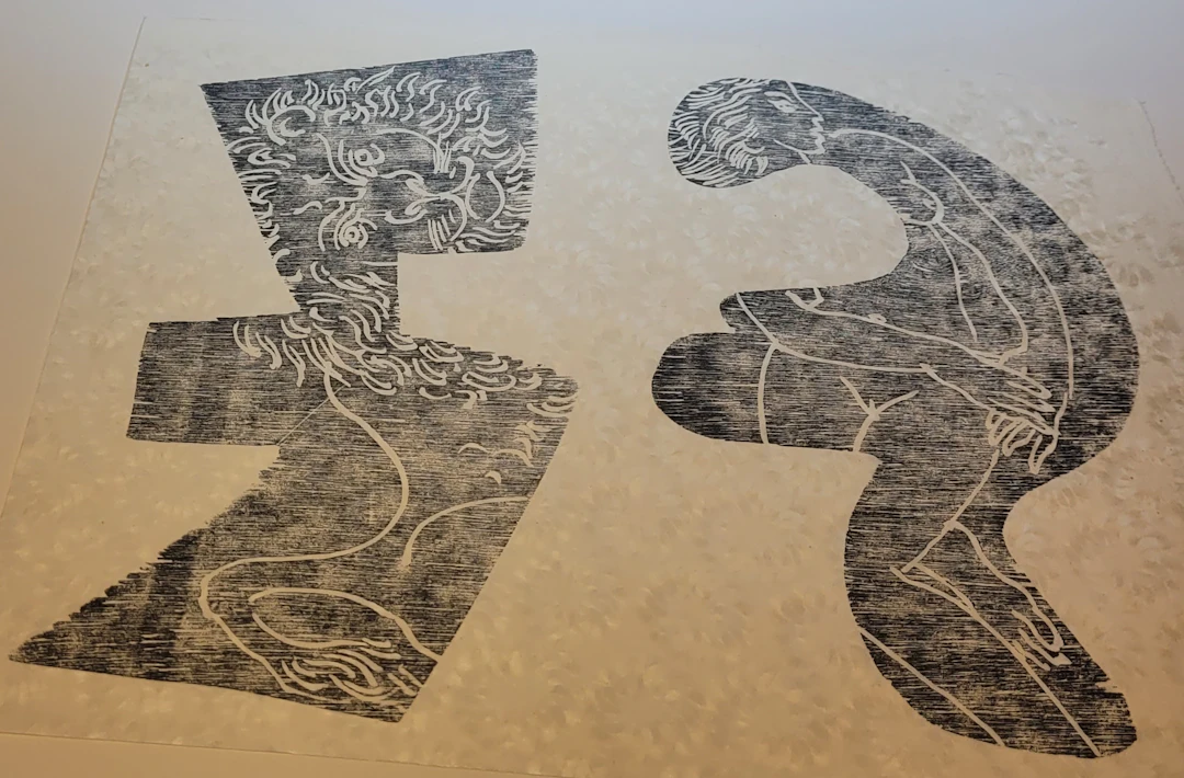 Hans ERNI - 2 signes du zodiaque 4,1970 - Bois gravé original