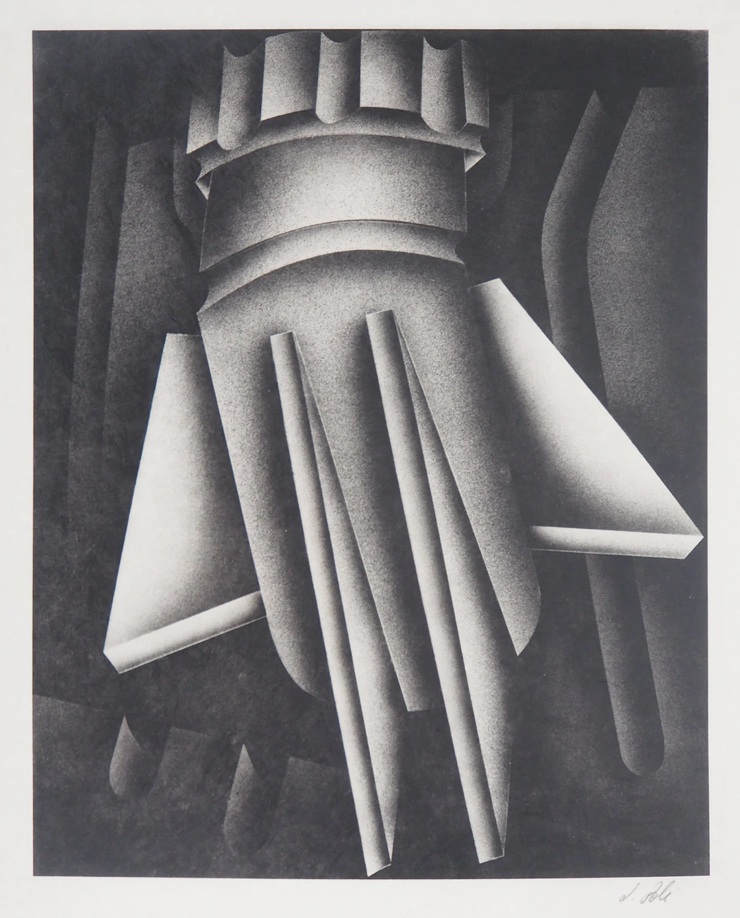 Jacques POLI : Fusée surréaliste - Lithographie originale signée