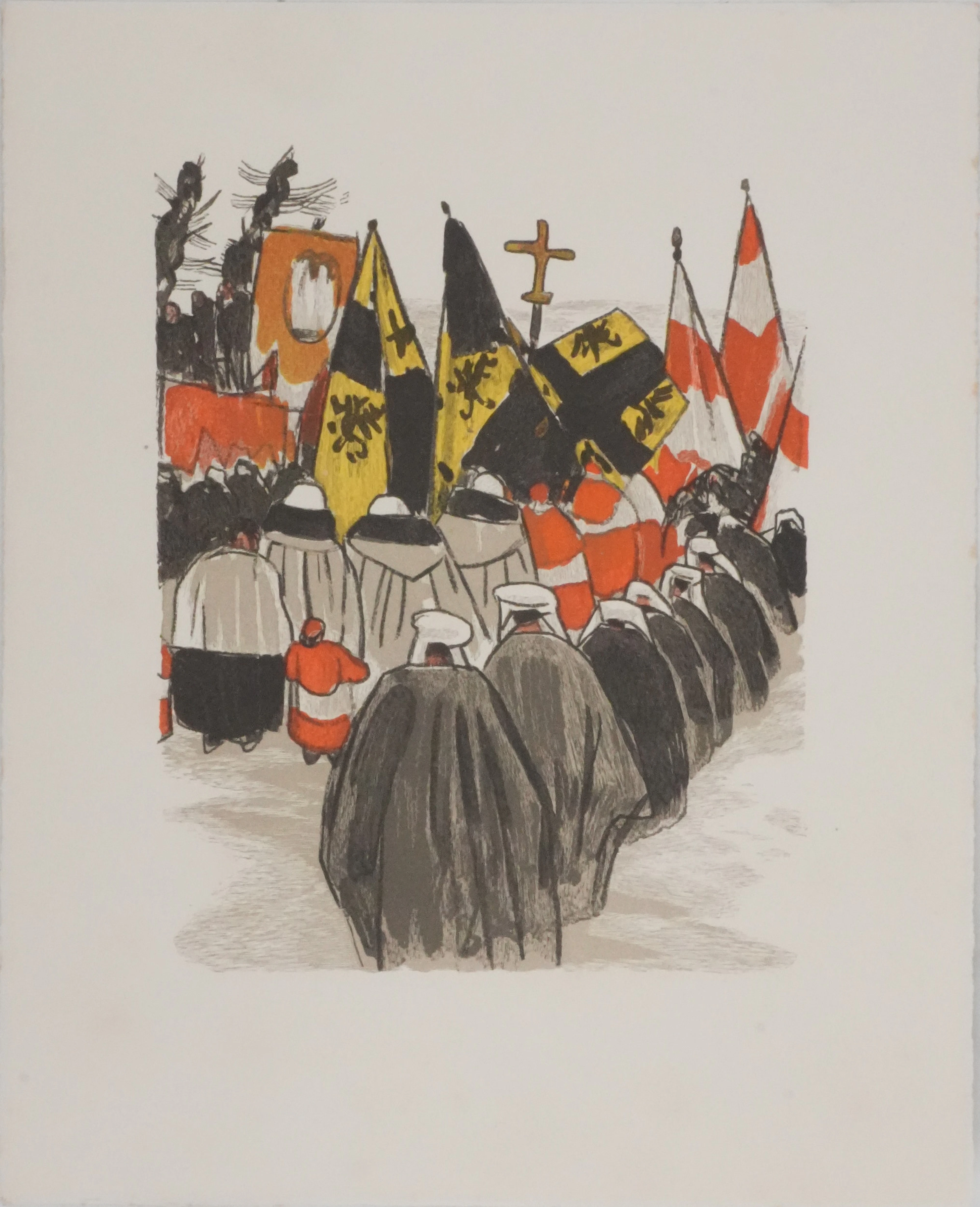 Mathurin MEHEUT : Bretagne, Procession au Pays de Tregor, Gravure originale
