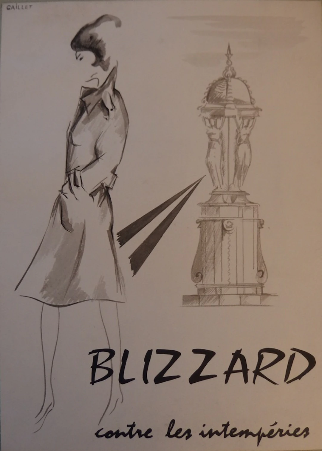Jean-Luc GAILLET : Blizzard contre les intempéries, vers 1960 - Aquarelle