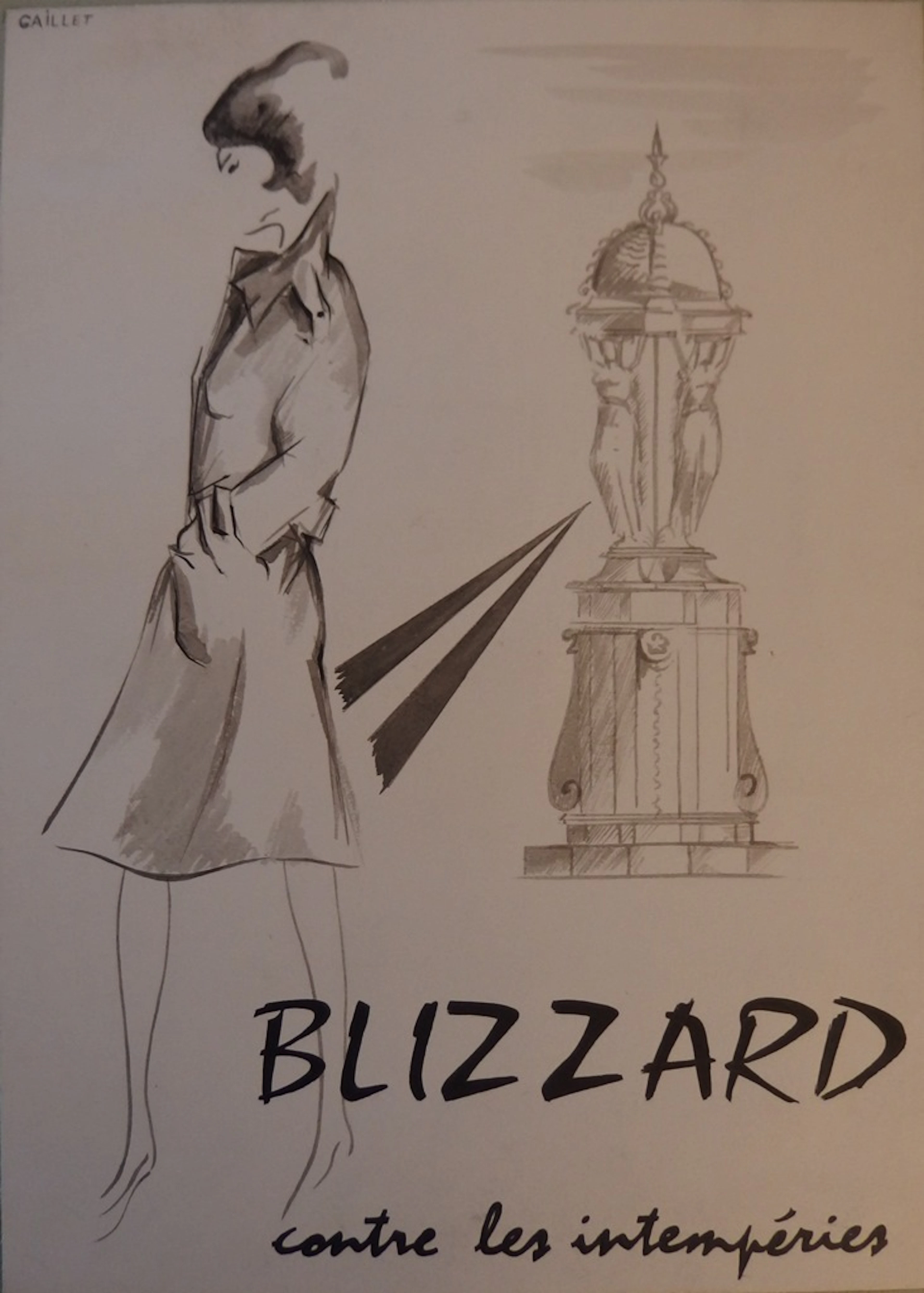 Jean-Luc GAILLET : Blizzard contre les intempéries, vers 1960 - Aquarelle