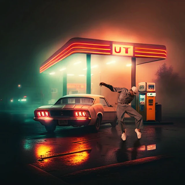 UT Gas Station - Mr Strange - 2024 - Giclée sur papier