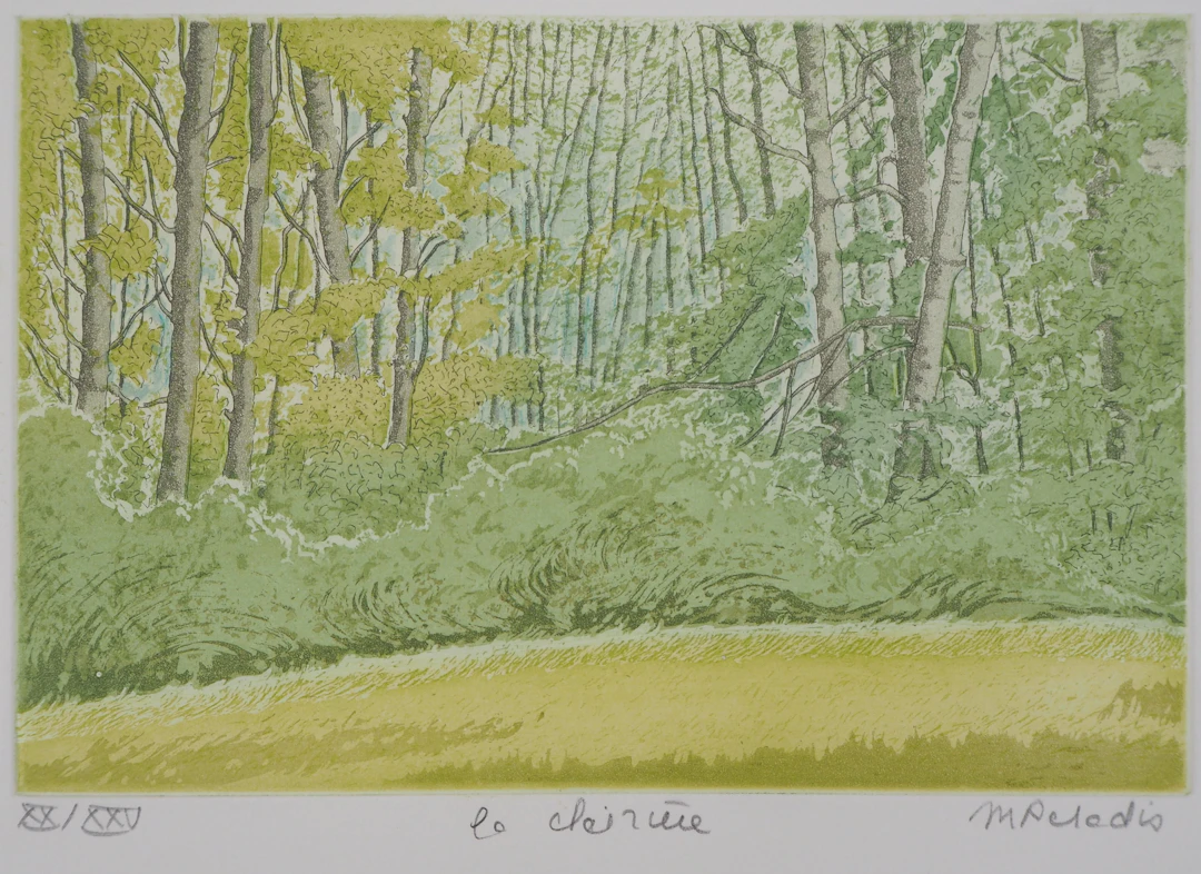 Michel PARADIS : La clairière - Gravure originale signée au crayon