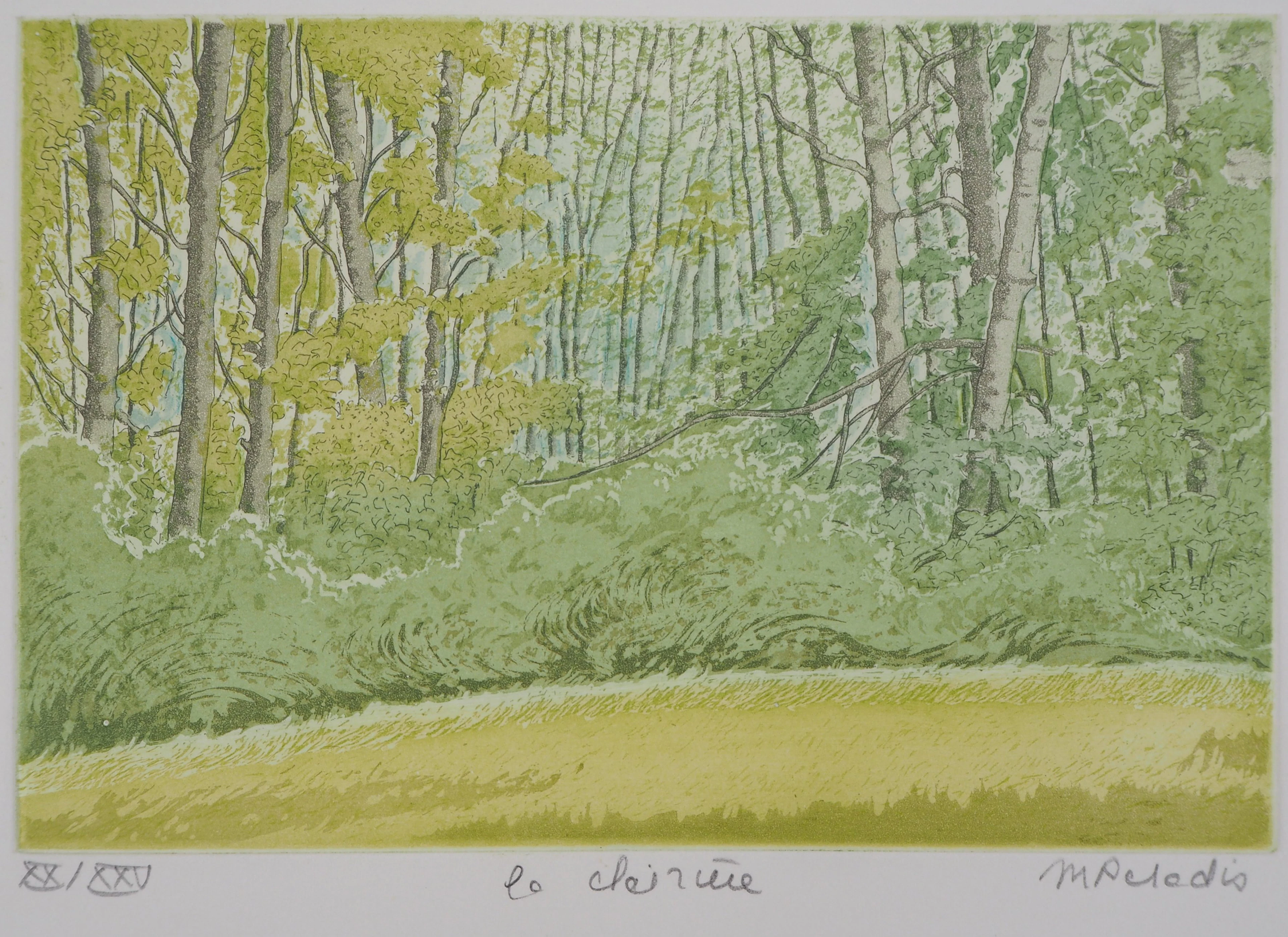 Michel PARADIS : La clairière - Gravure originale signée au crayon