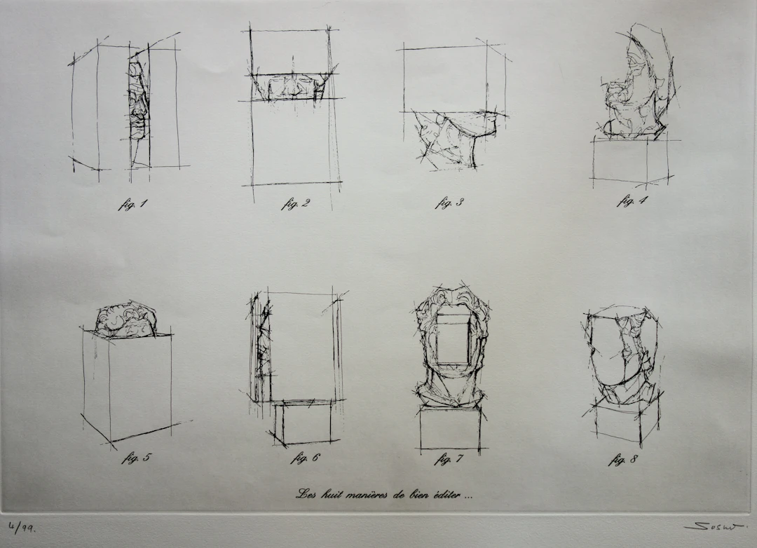 Sacha SOSNO : Huit visages pans coupés, Gravure originale signée