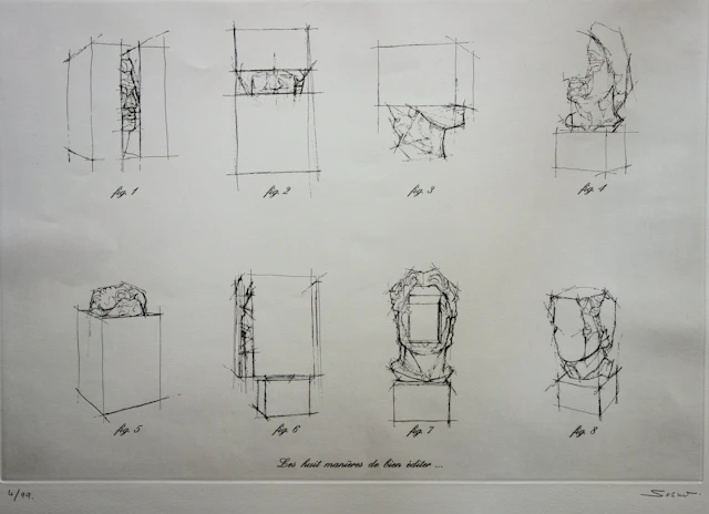 Sacha SOSNO : Huit visages pans coupés, Gravure originale signée