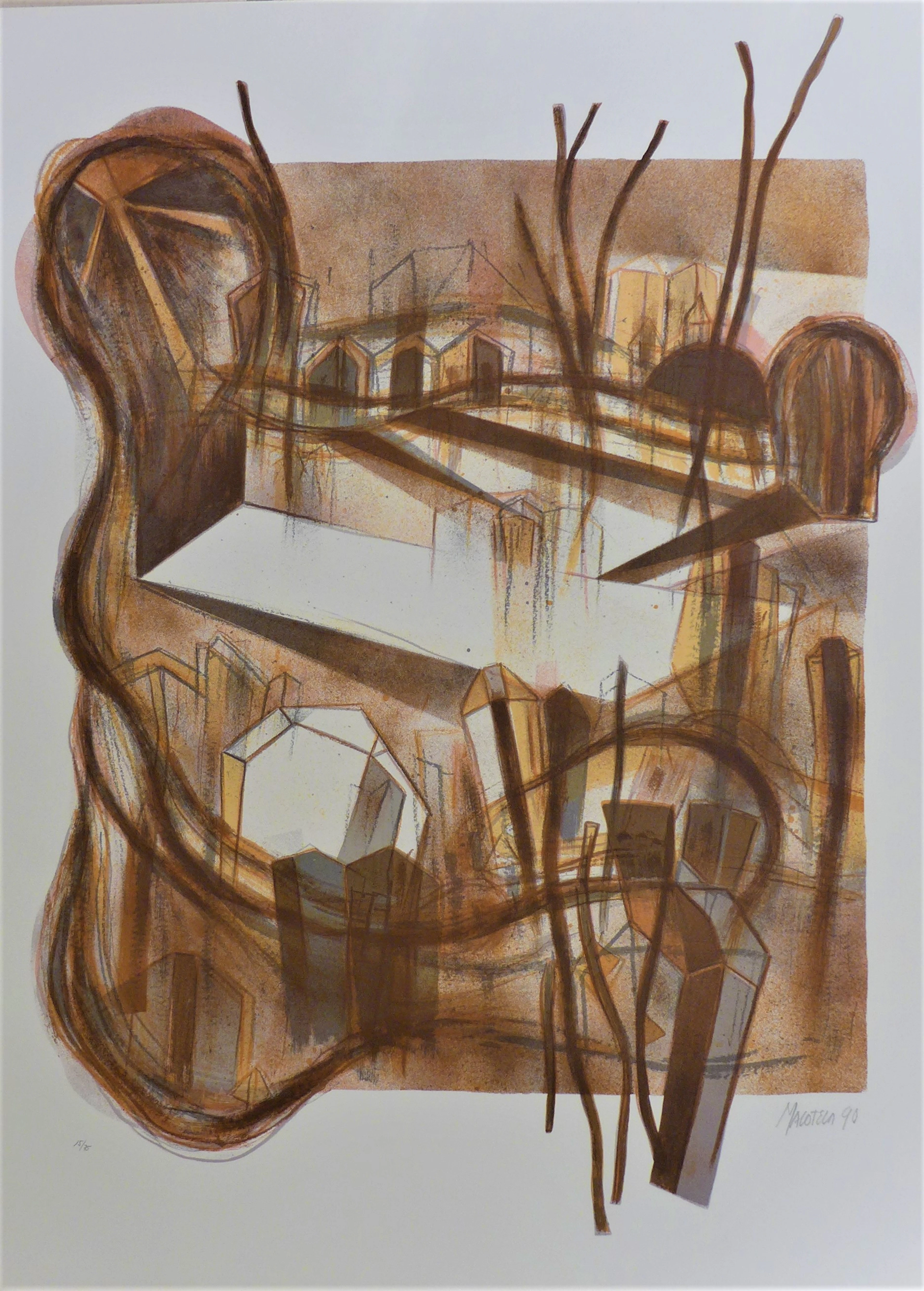 Gabriel MACOTELA - Ciudad y sombras, lithographie originale