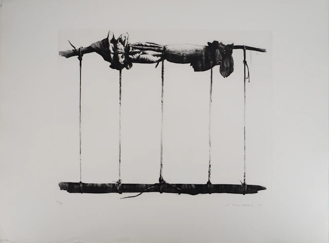 TITUS-CARMEL - La prison d’agrès, 1977 - Pointe sèche originale, signée