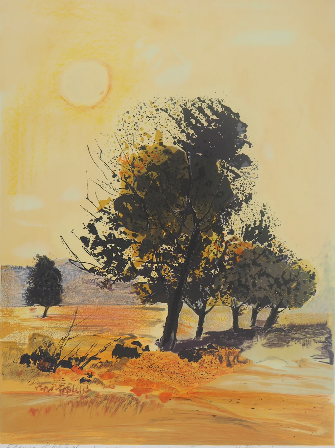 Michel JOUENNE : Champs de Provence - Lithographie originale signée