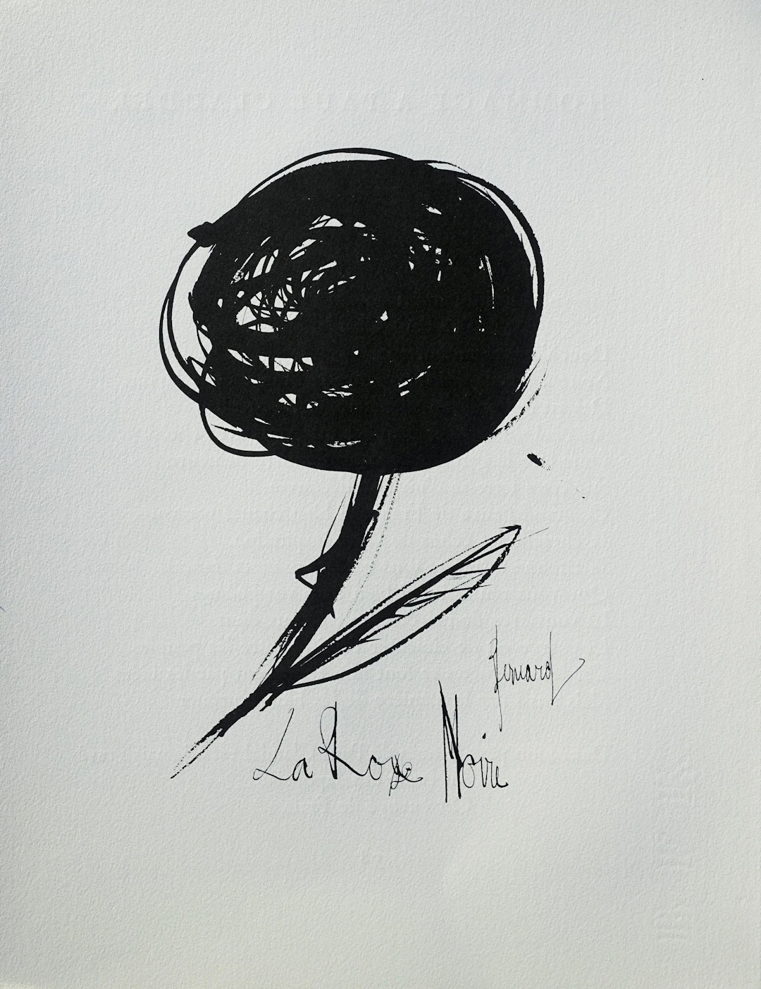 Bernard BUFFET : La Rose Noire, Gravure originale signée