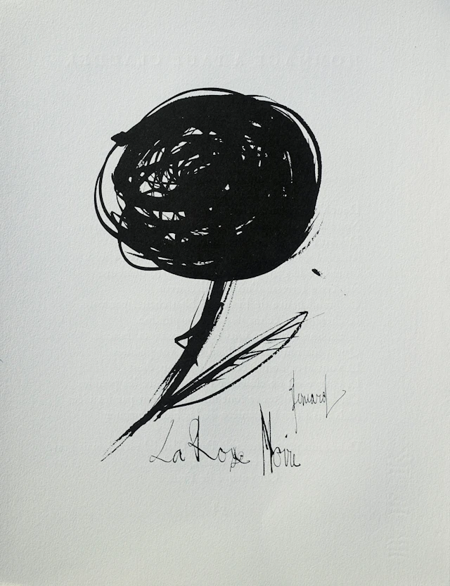 Bernard BUFFET : La Rose Noire, Gravure originale signée