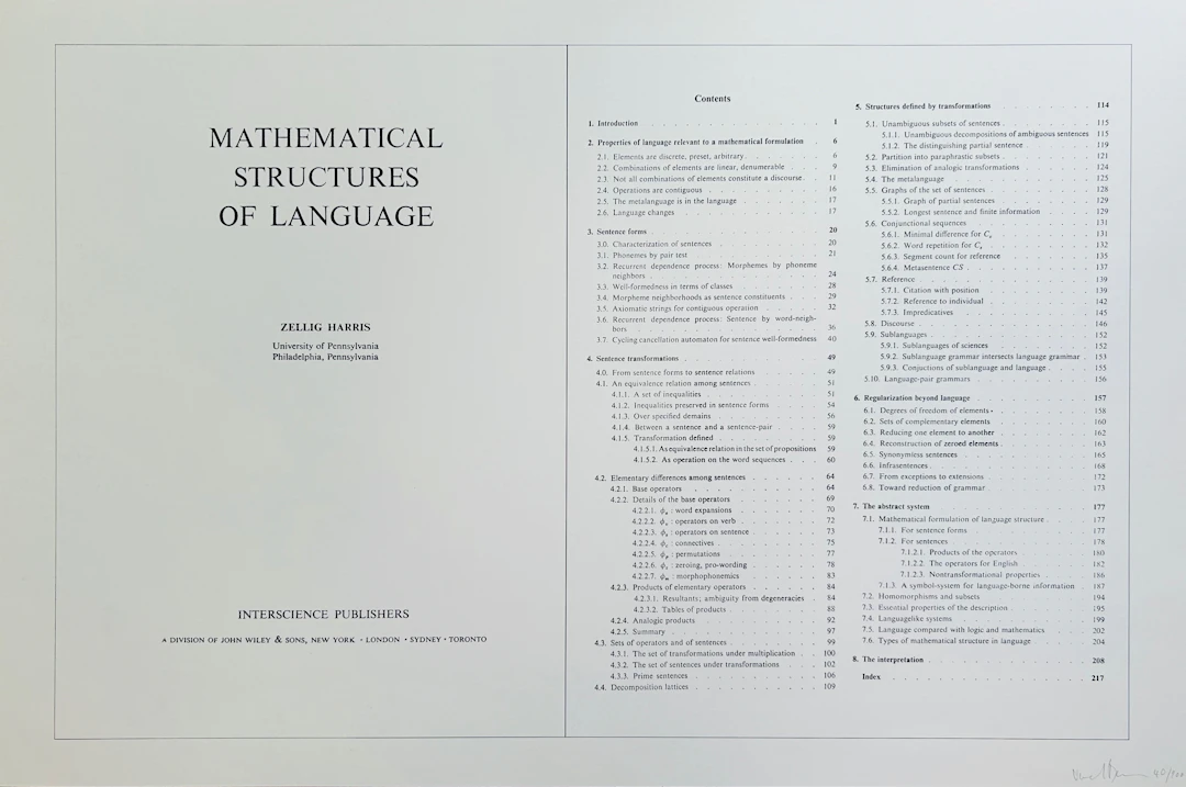 Bernar VENET - Mathematical Structures of Language, 1969 - Lithographie