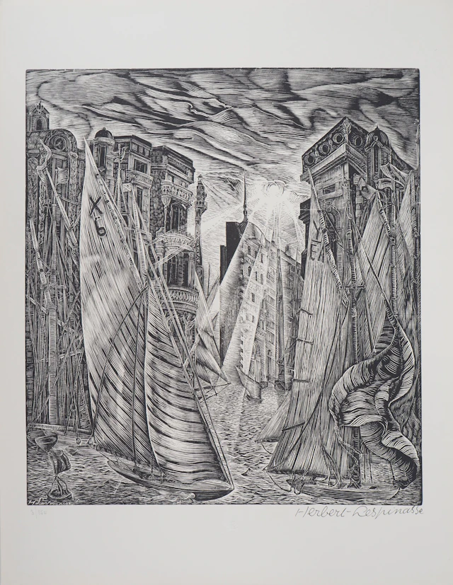 Herbert LESPINASSE : Argosie - Bois gravé original signé, 1922